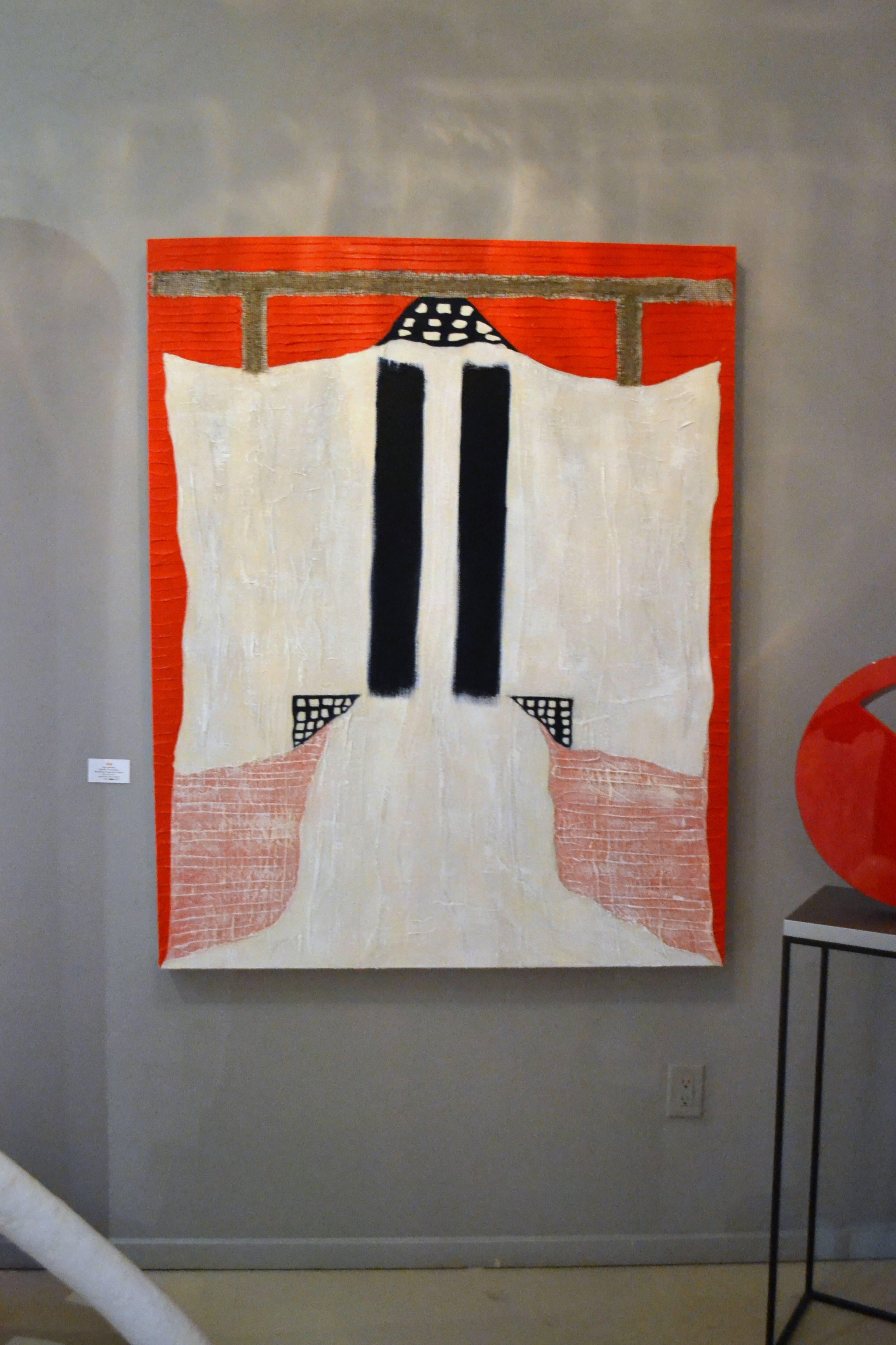 Painted Painting of White Kimono with Cheese Cloth by Jane Evans For Sale