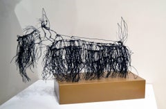 Wire Schnauzer Dog Sculpture by Artist Michael L. Jacques