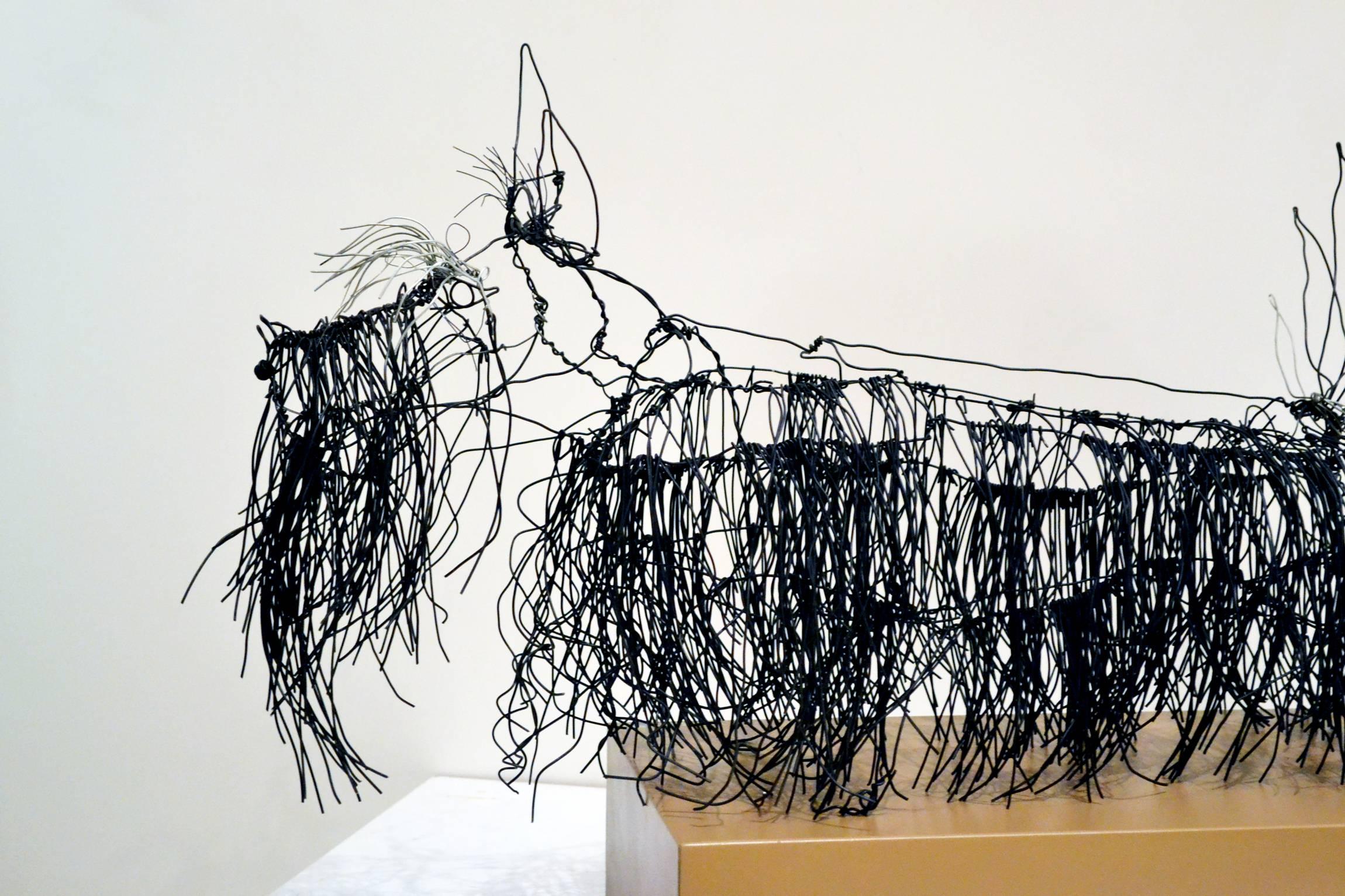 Hand-Crafted Wire Schnauzer Dog Sculpture by Artist Michael L. Jacques For Sale