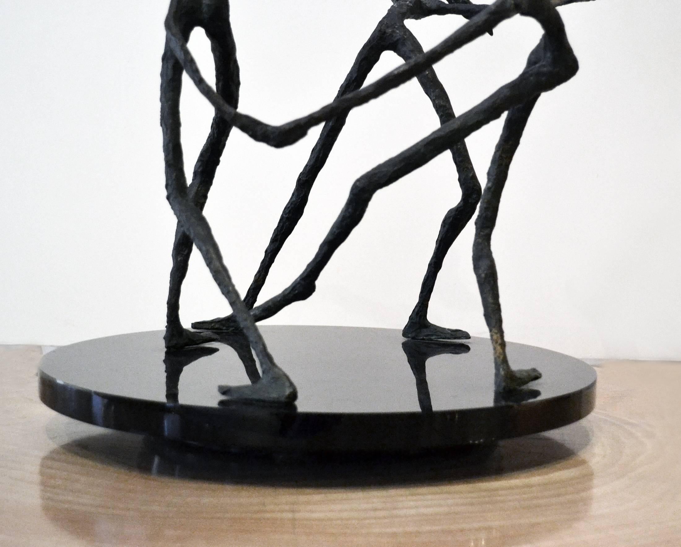 Italian Vintage Bronze Abstract Sculpture of Female Dancers, After Alberto Giacometti