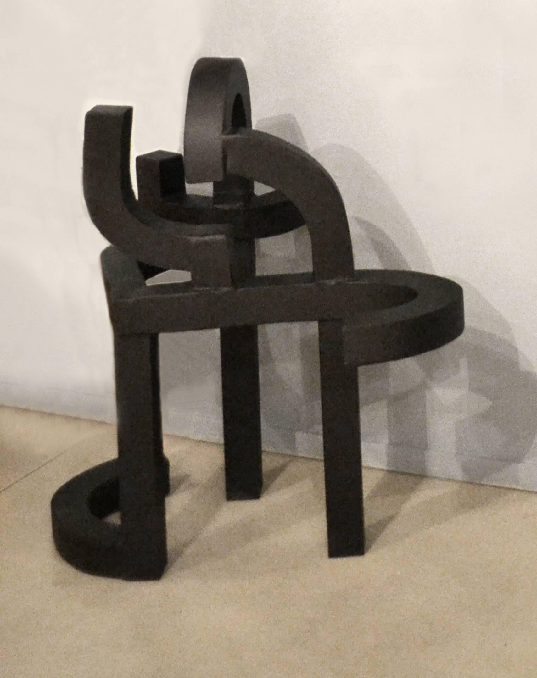 Artist Moira Fain continues to amassed a base of collectors and connoisseurs of her abstract steel sculptures. This steel sculpture was inspired by a larger than lifesize sculpture by famed artist and sculptor Eduardo Chillida. It is made up of