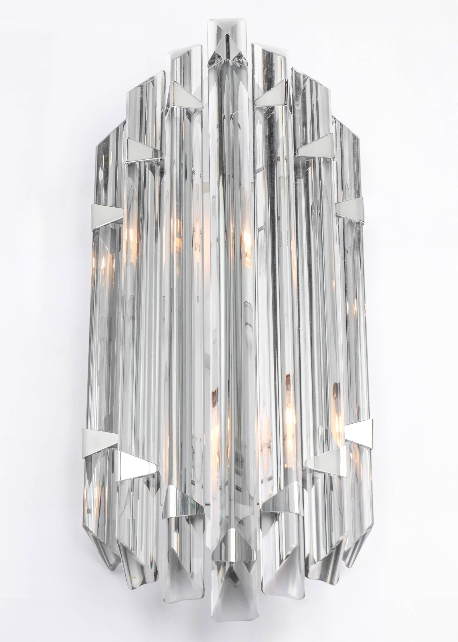 Modern Murano Grey Glass Pair of Sconces in the Style of Venini