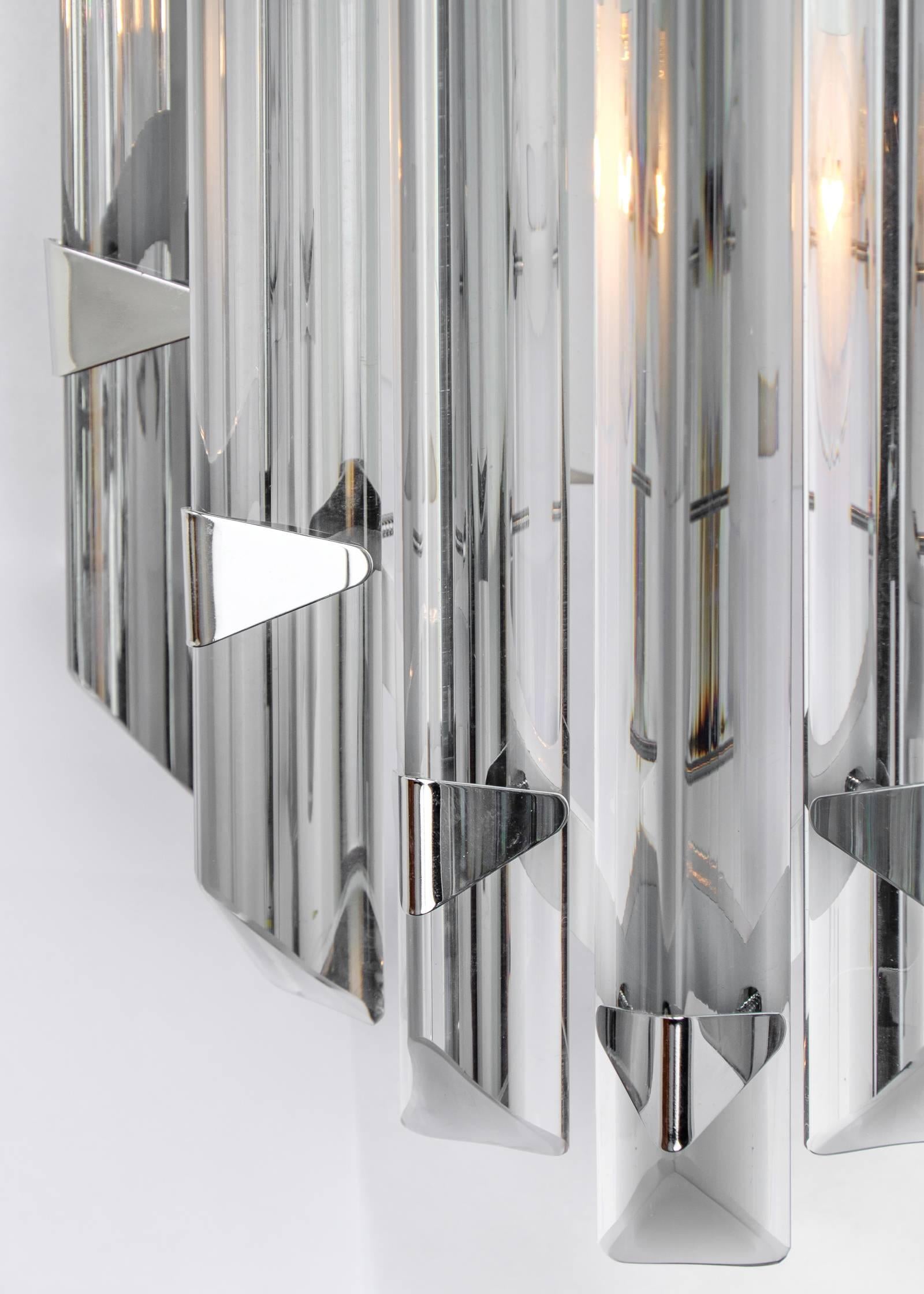 Murano Grey Glass Pair of Sconces in the Style of Venini 1