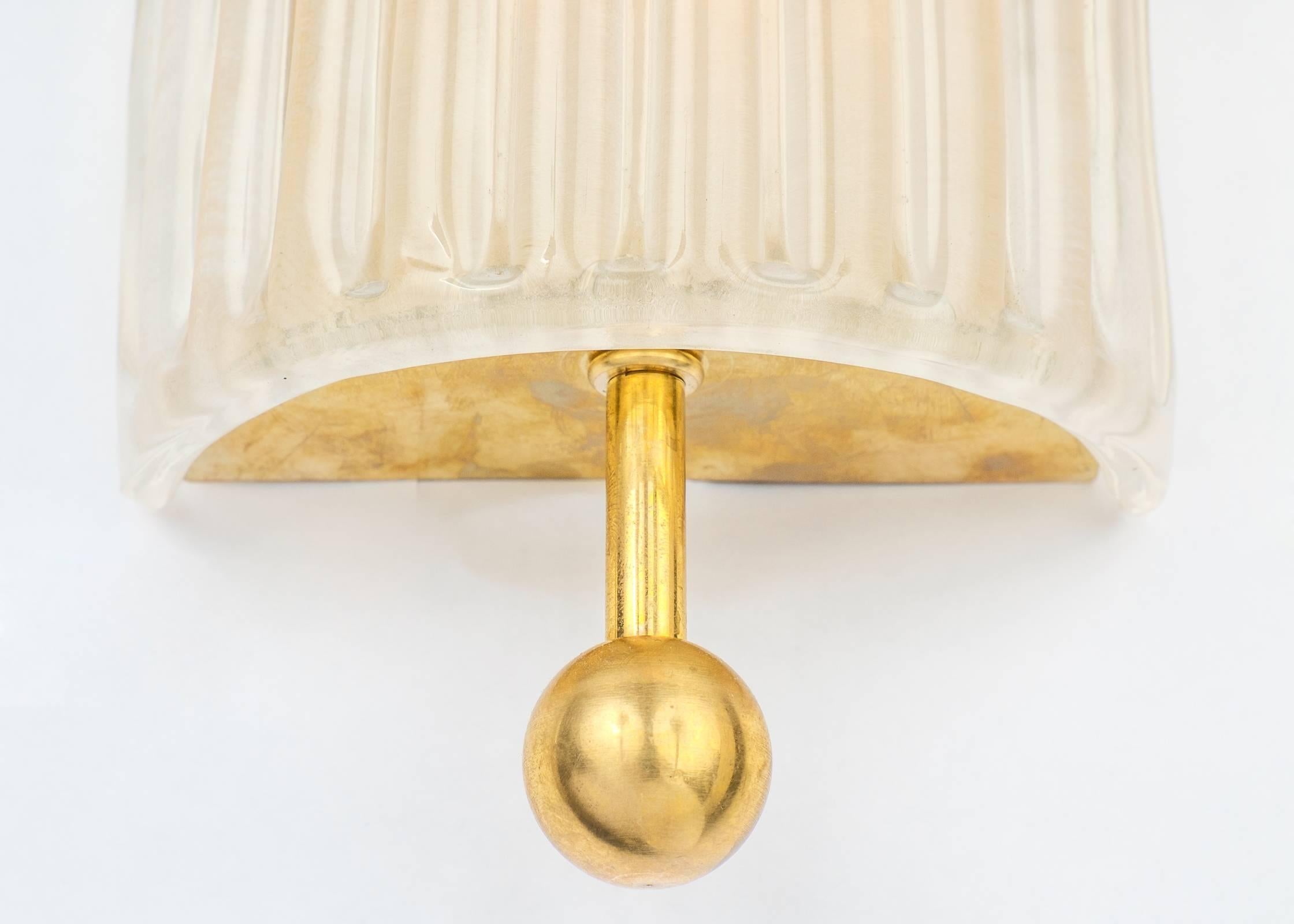Italian Art Deco Style Murano Glass and Brass Finial Sconces