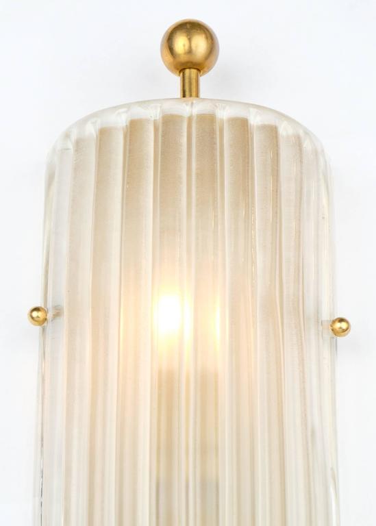 Art Deco Style Murano Glass and Brass Finial Sconces at 1stDibs