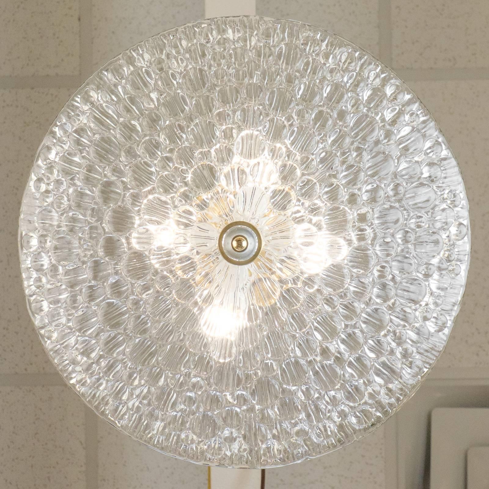 Italian Murano Bubbled Clear Glass Dome Ceiling Fixture
