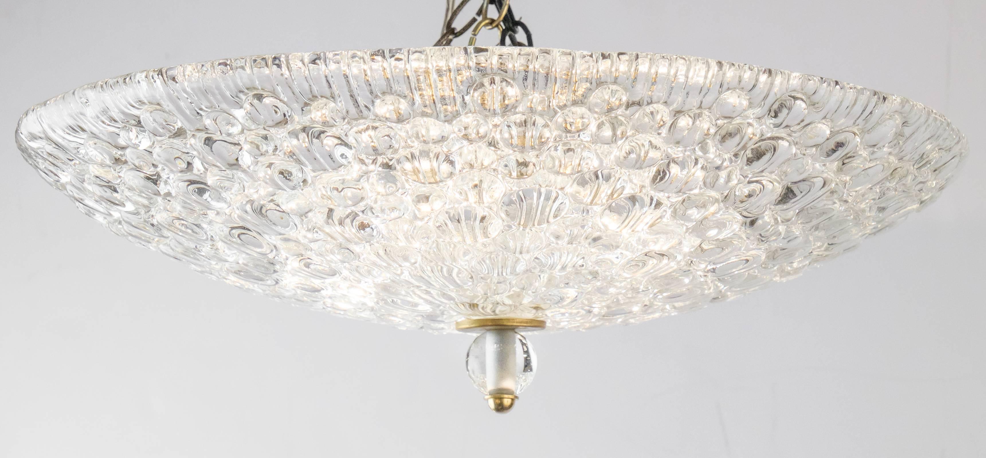 Mid-Century Modern Murano Bubbled Clear Glass Dome Ceiling Fixture