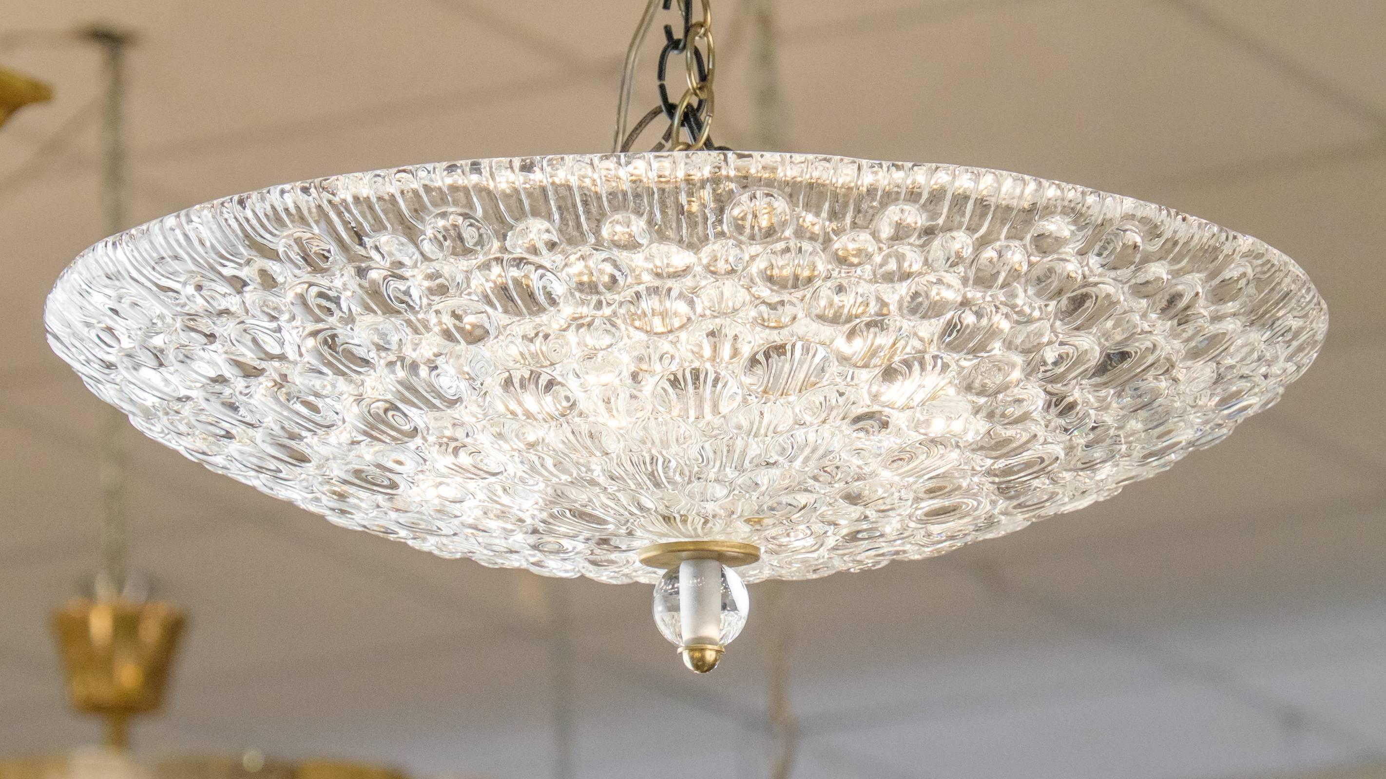 Murano Bubbled Clear Glass Dome Ceiling Fixture In Excellent Condition In Austin, TX