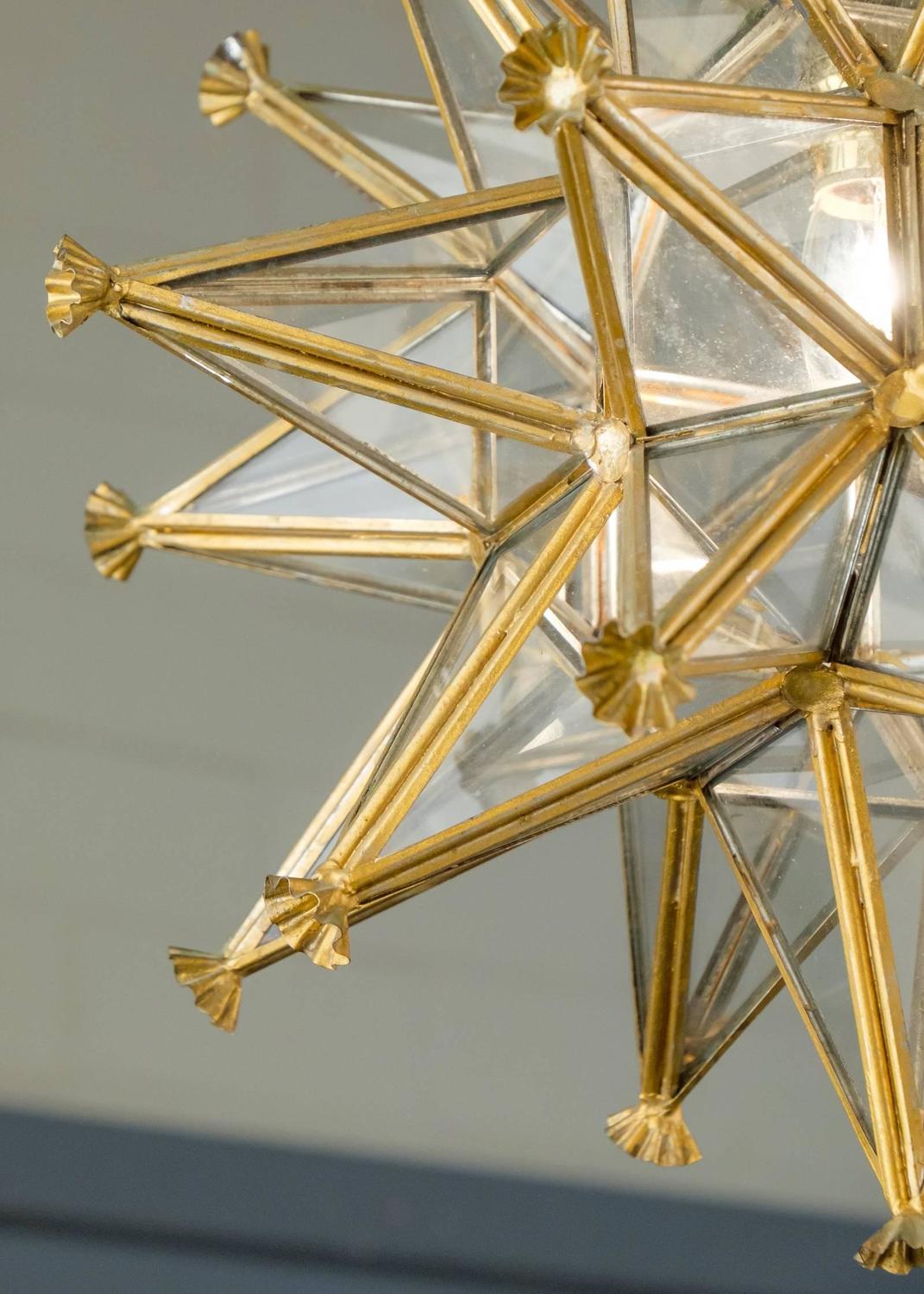 French Art Deco Period Gold Leaf Star Chandelier at 1stdibs
