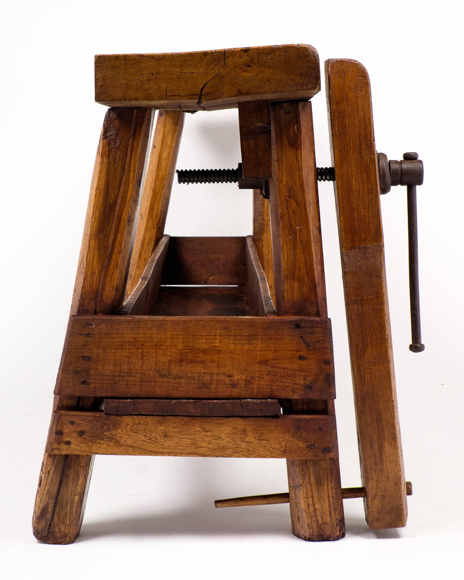 French 19th Century Wooden Carpenter's Workbench In Good Condition In Austin, TX