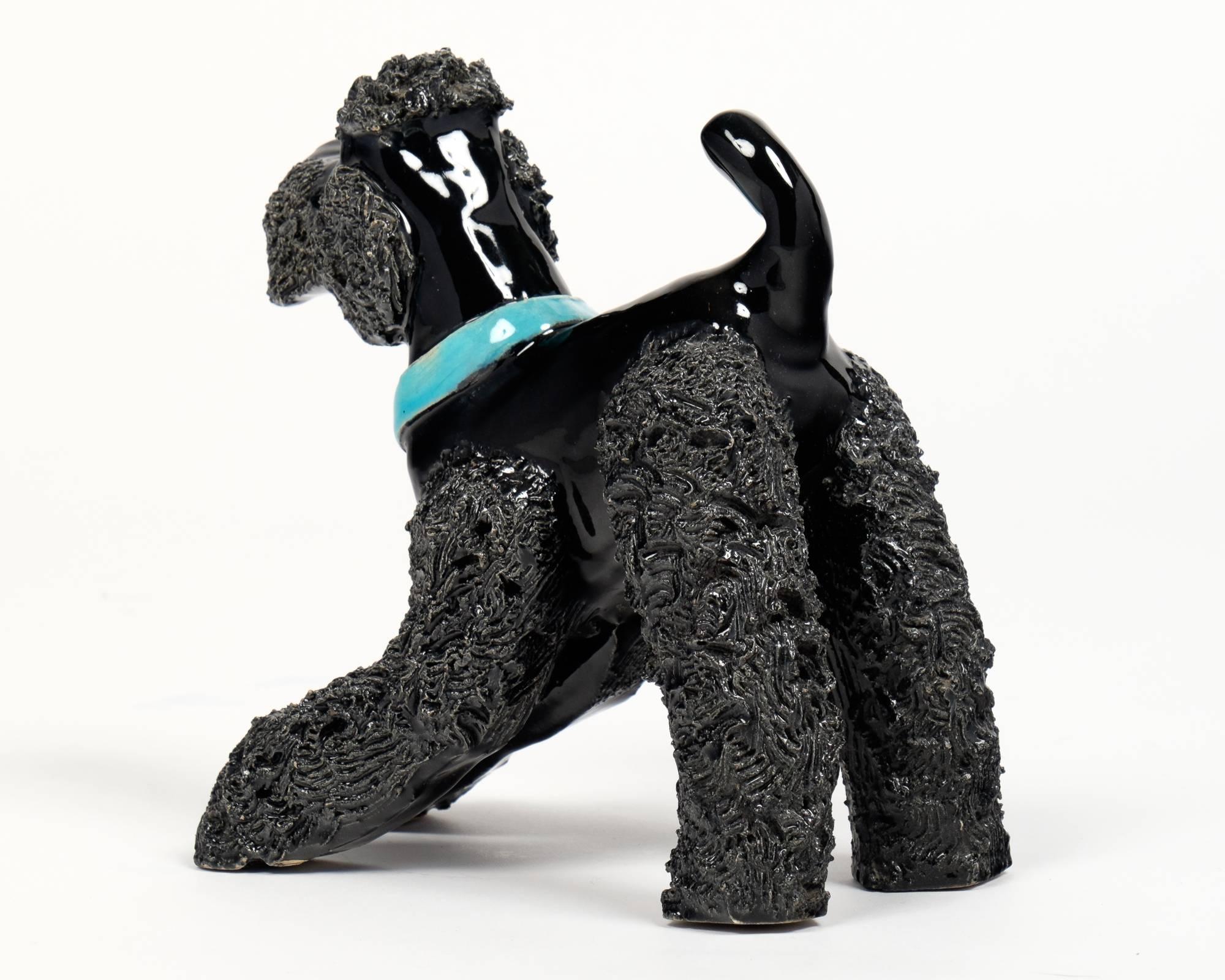 French Art Deco Black Poodle Ceramic Sculpture 2