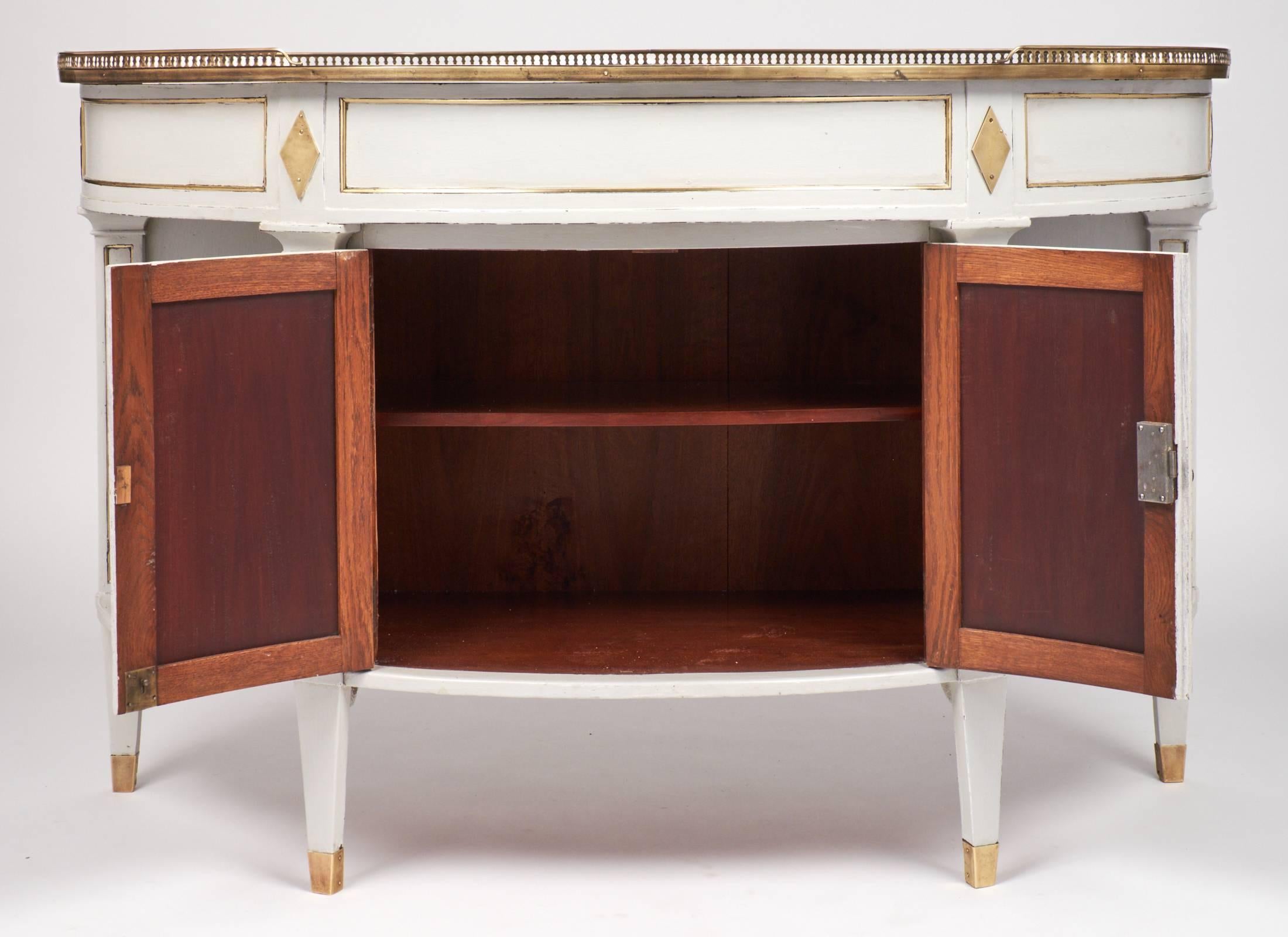 French Antique Directoire Marble-Top Demilune Sideboard In Good Condition In Austin, TX