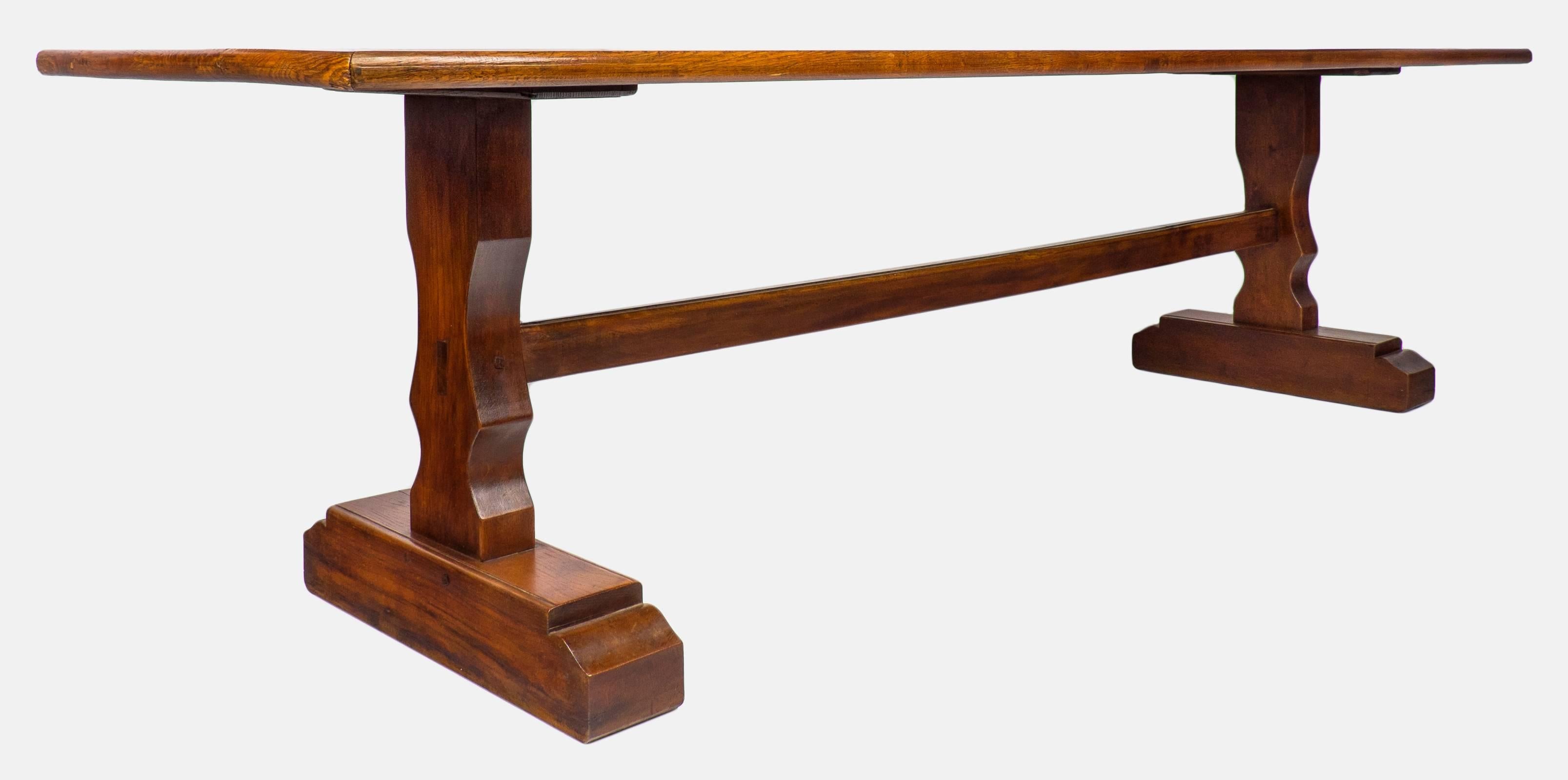 Carved French 19th Century Solid Oak Monastery Table