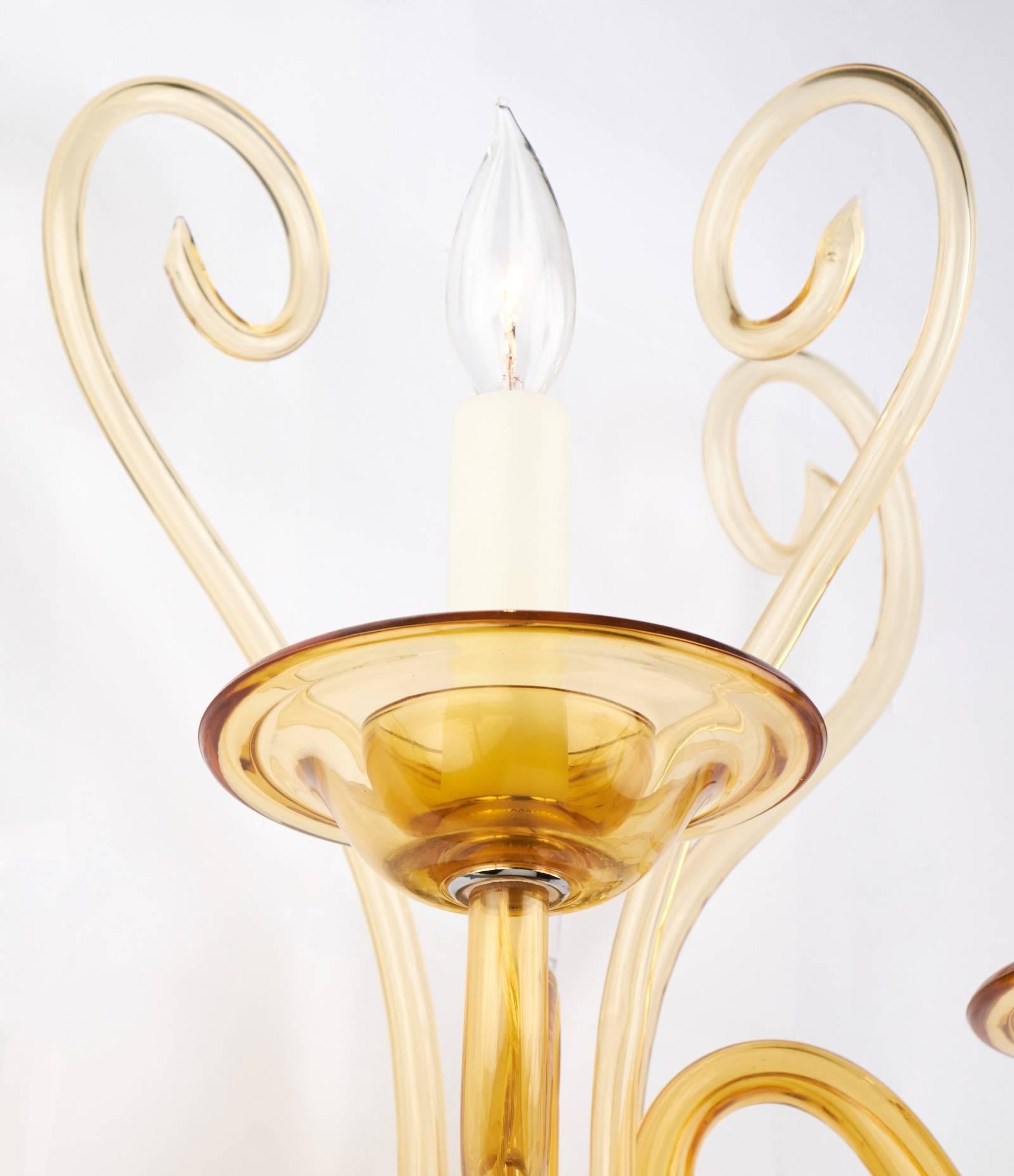 Mid-20th Century Murano Amber Glass Wall Sconce For Sale