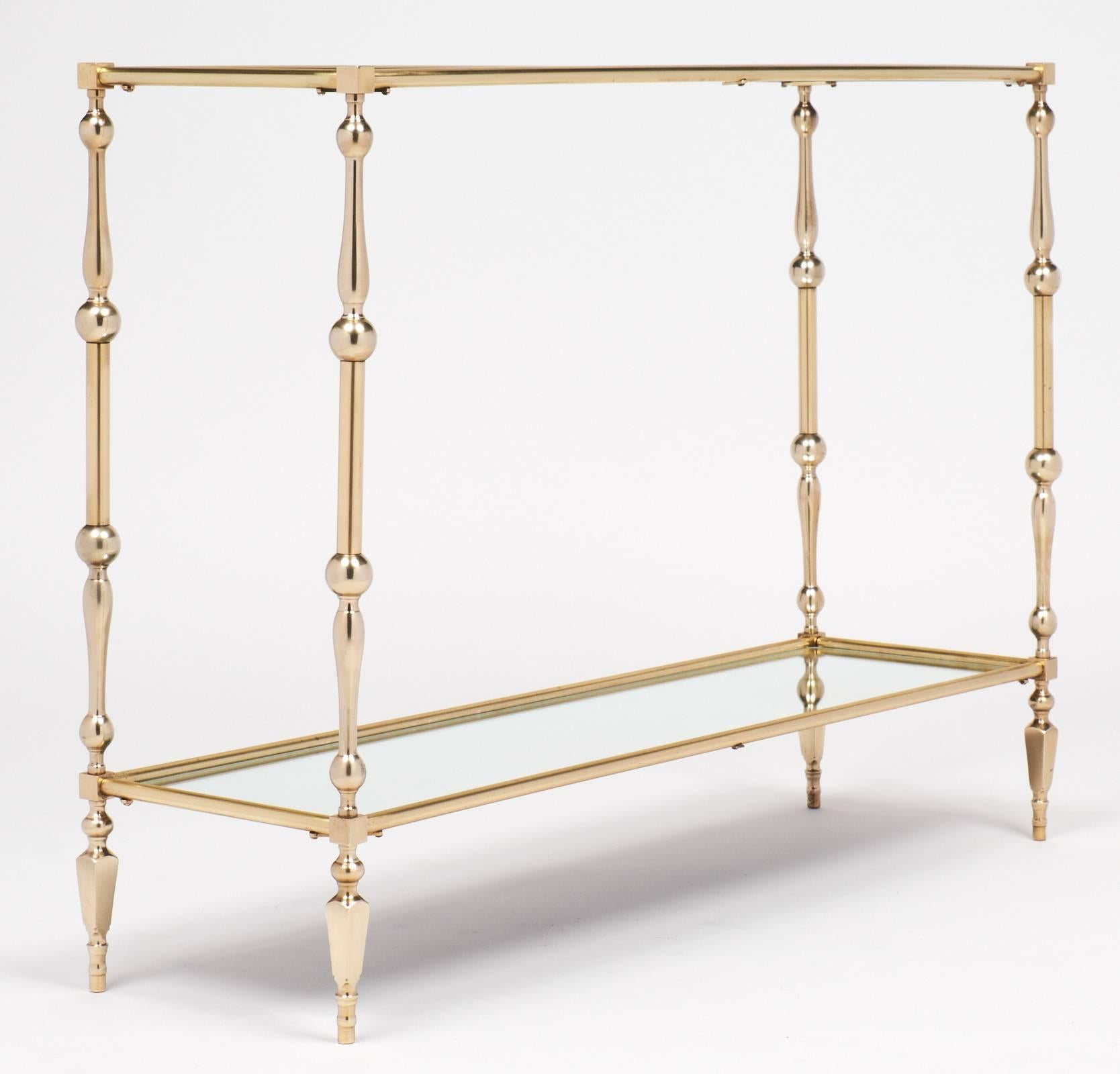 Mid-Century Modern French Mid-Century Brass Console Table