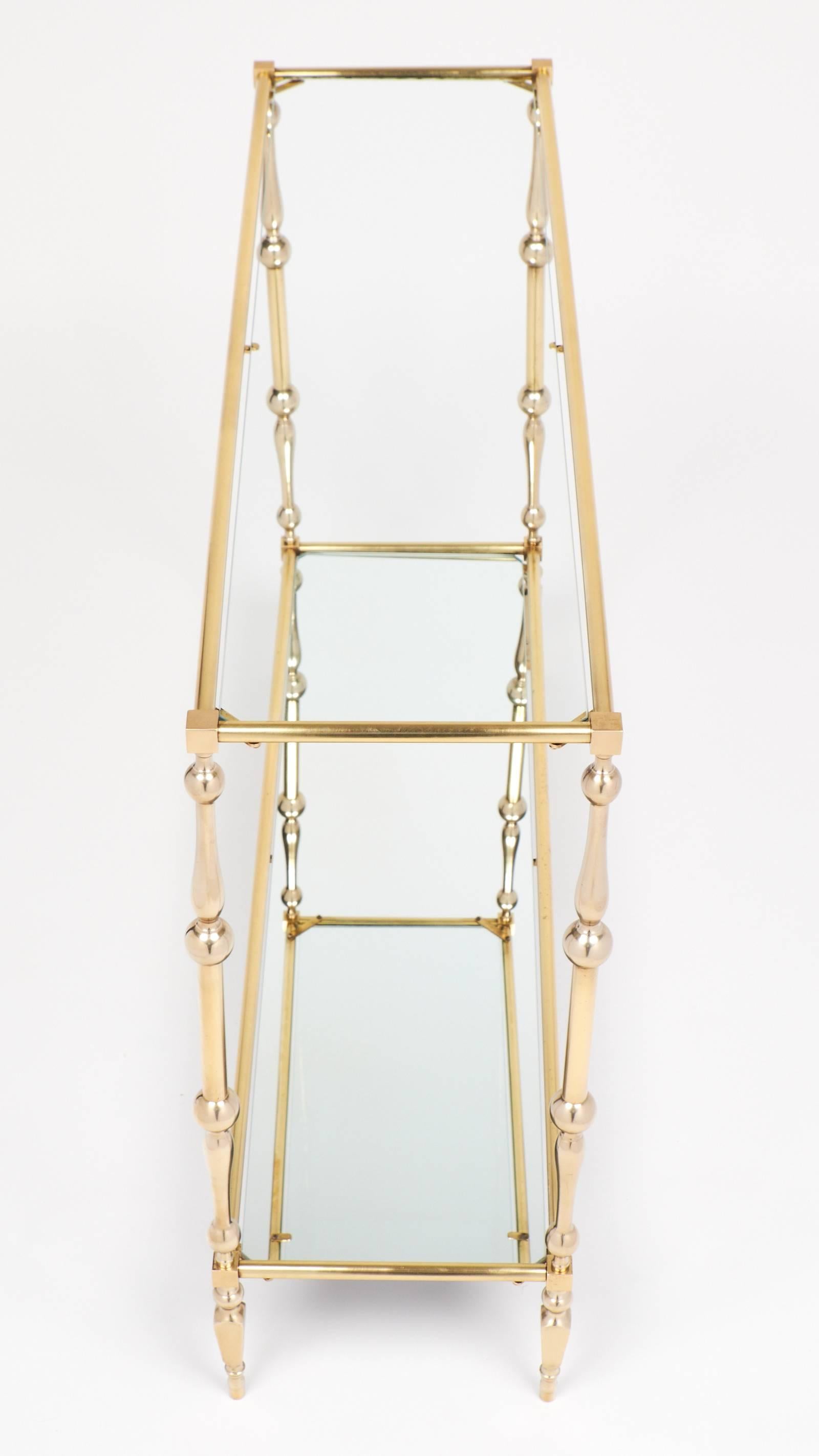 French Mid-Century Brass Console Table 1