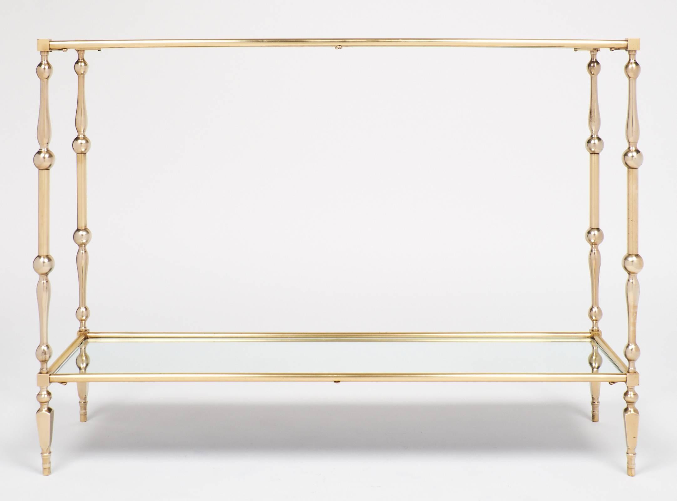 20th Century French Mid-Century Brass Console Table
