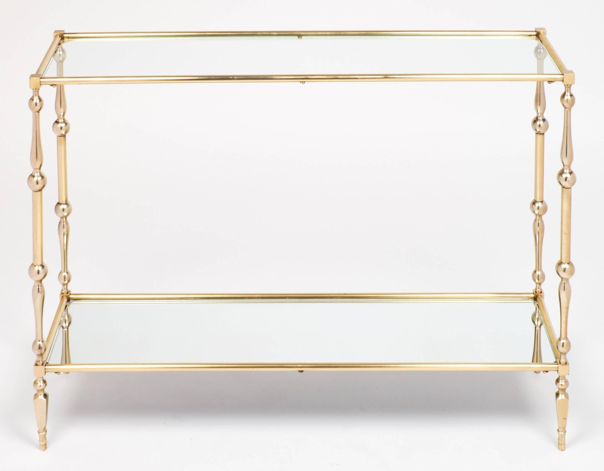 French Mid-Century Brass Console Table In Good Condition In Austin, TX