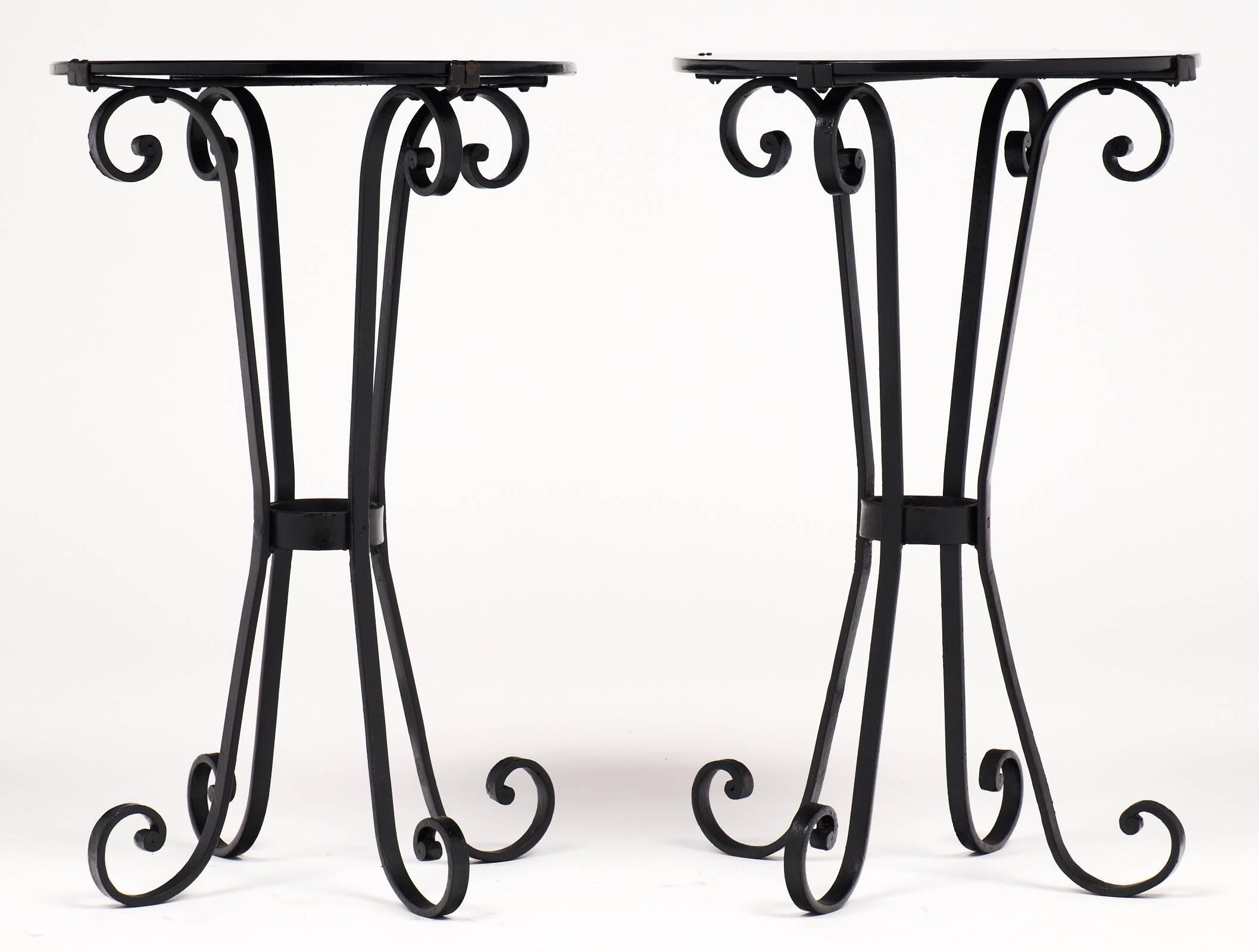 Art Deco Vintage French Forged Iron and Side Tables in the Manner of Poillerat