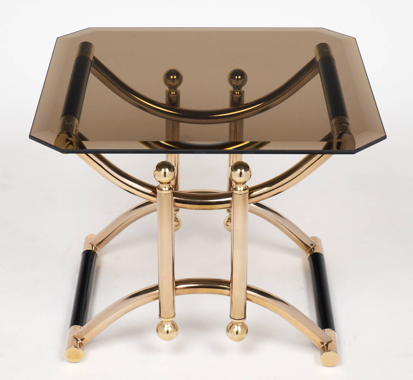 Brass Pair of French Vintage Side Tables by Maison Lancel
