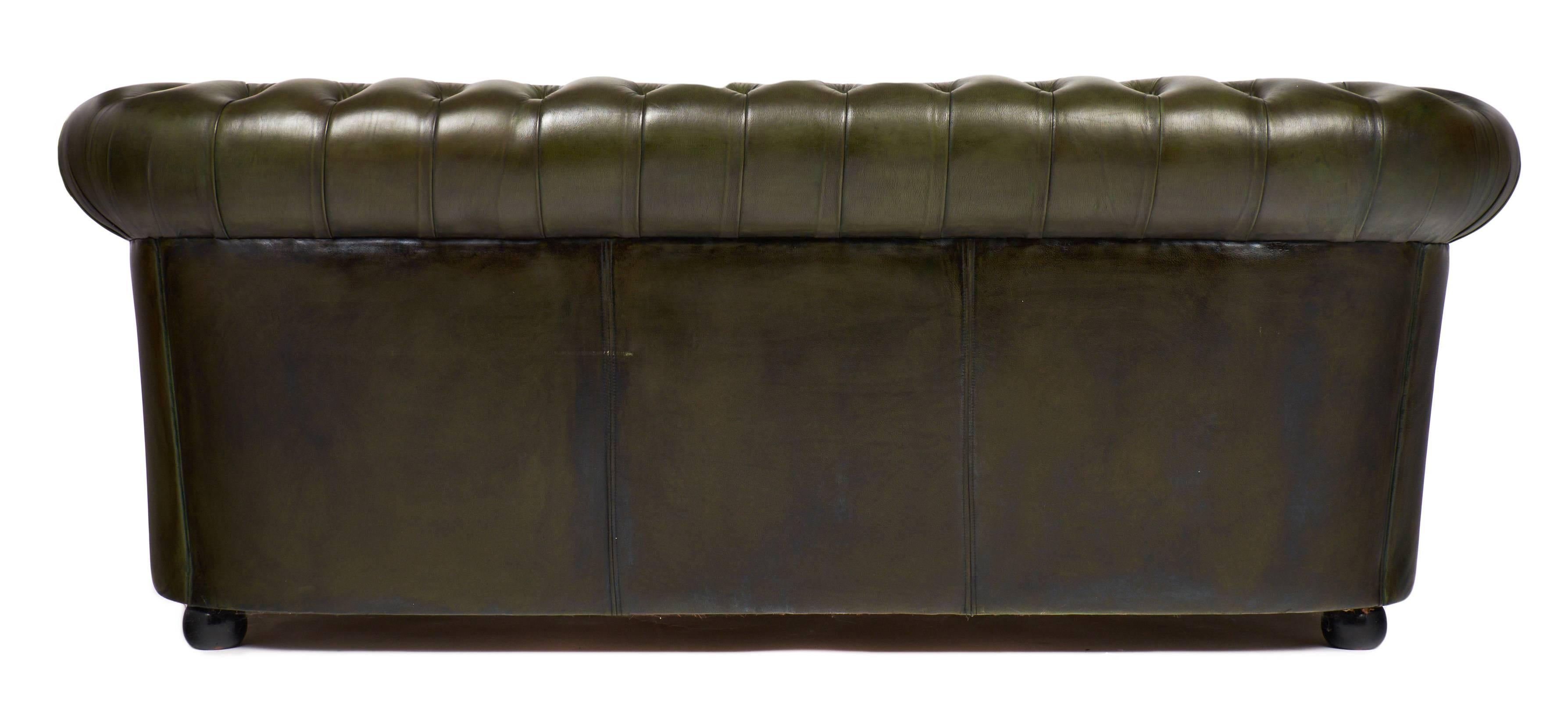 Leather English Vintage Green or Bronze Chesterfield Sofa