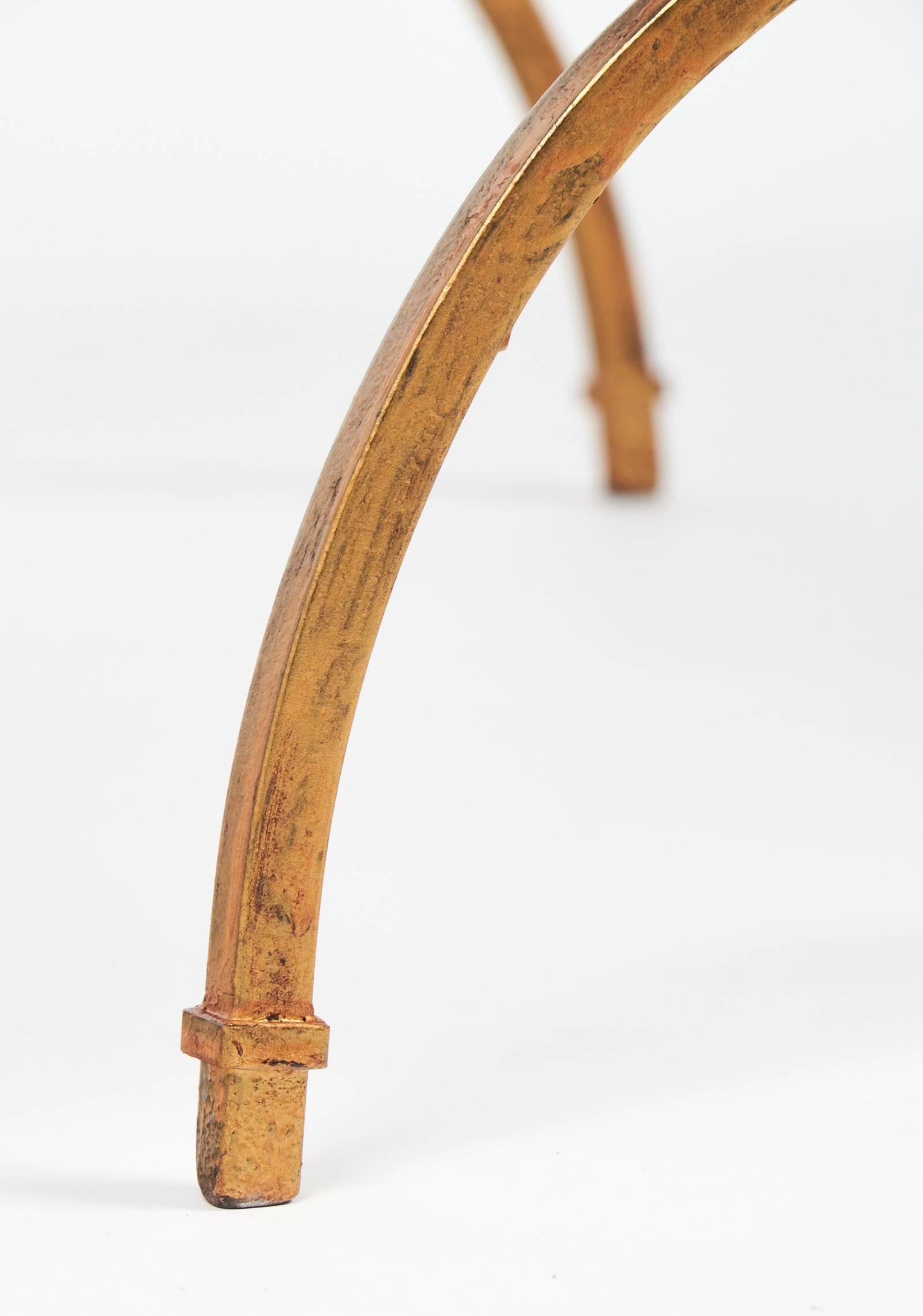 Pair of Spanish Vintage Gold Leafed Iron Benches 3