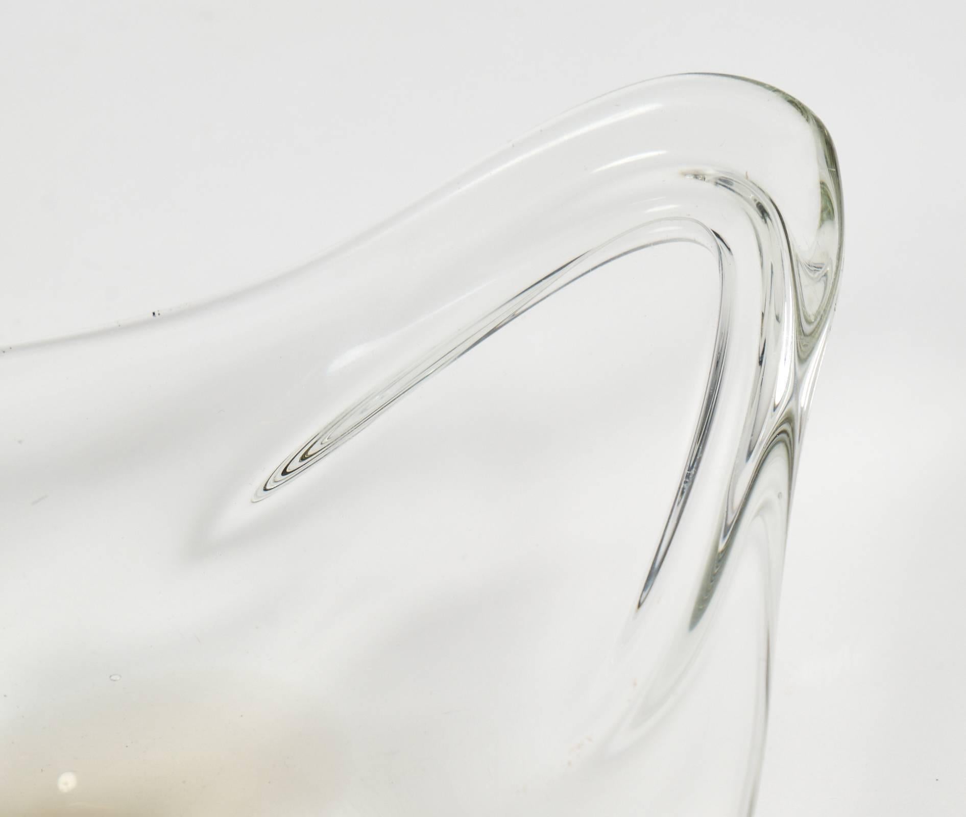 Murano Clear and Amber Handblown Glass Ashtray 4