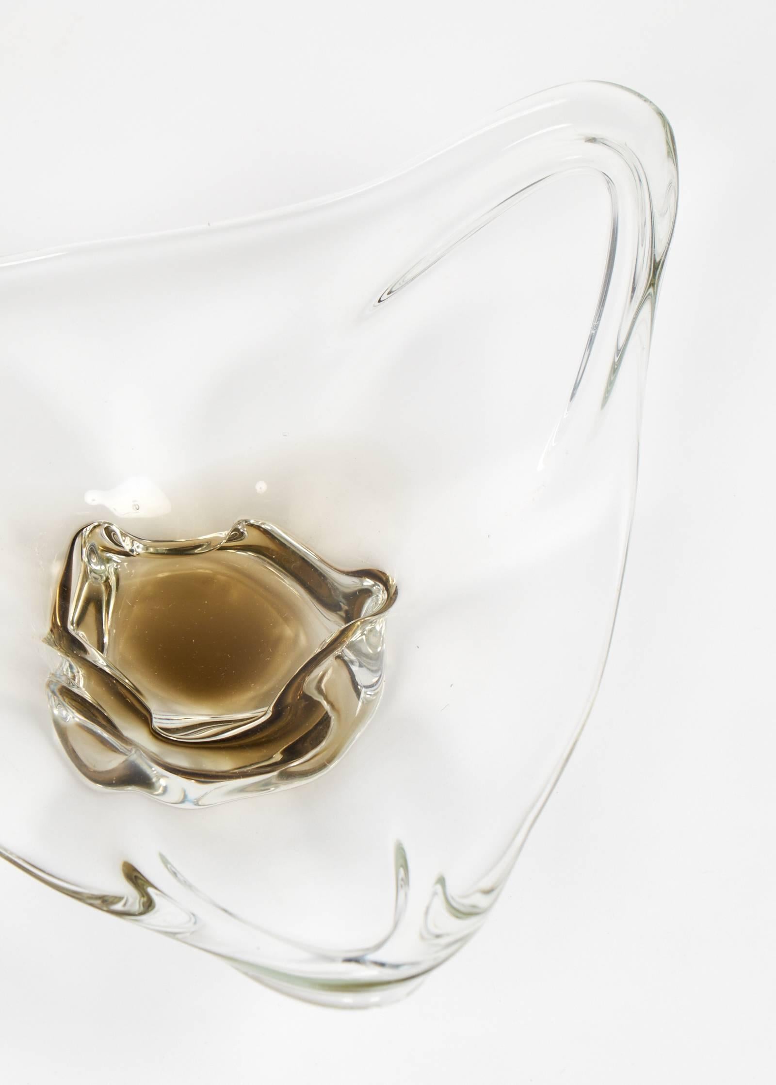 Murano Clear and Amber Handblown Glass Ashtray 3