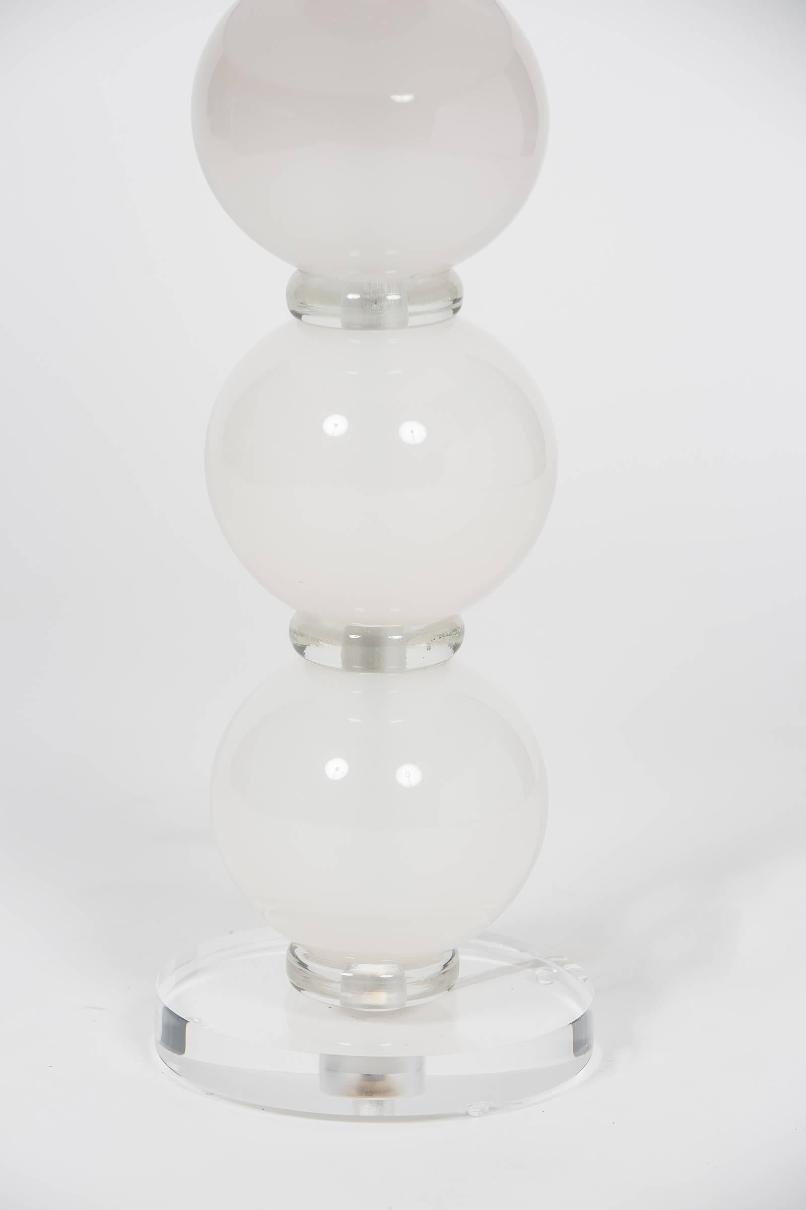 Murano Glass Incamiciato Stacked Ball Table Lamps In Excellent Condition In Austin, TX