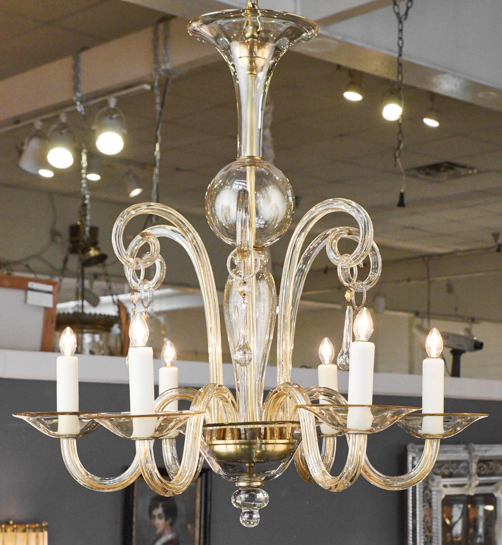 Mid-Century Modern Vintage Murano Handblown Glass Chandelier