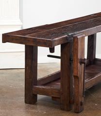 Mid-19th Century French Carpenter's Workbench of Solid Oak
