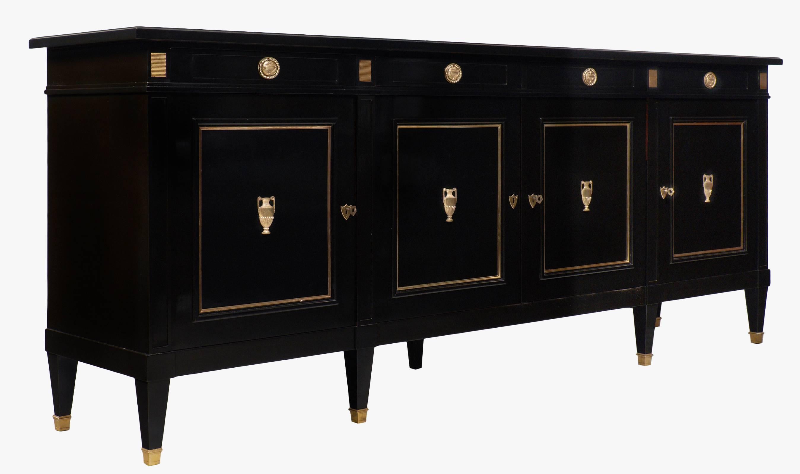 Ebonized French Antique Directoire Style Large Buffet/Enfilade