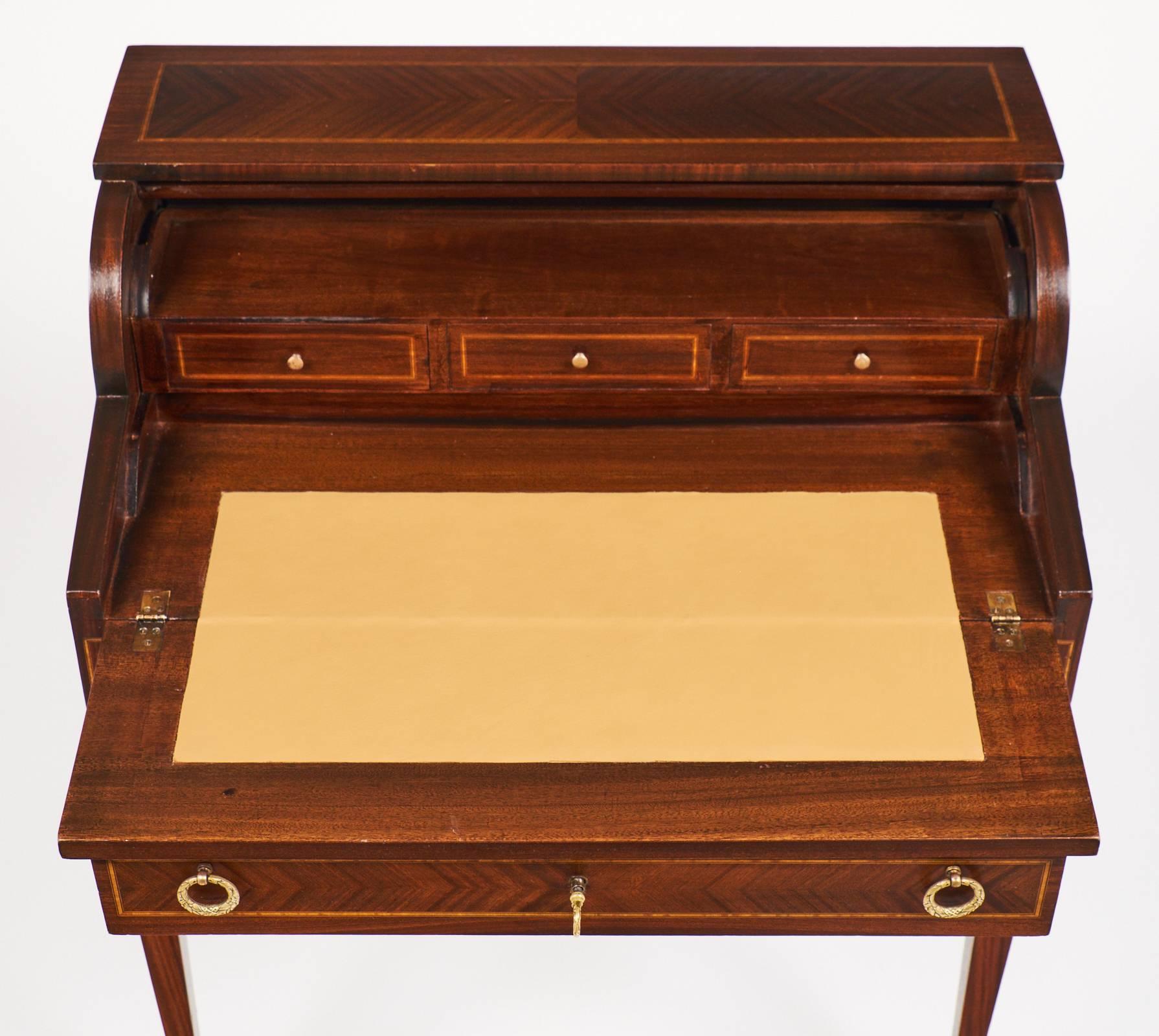 French Louis XVI Leather-Top Roll Top Writing Desk 2