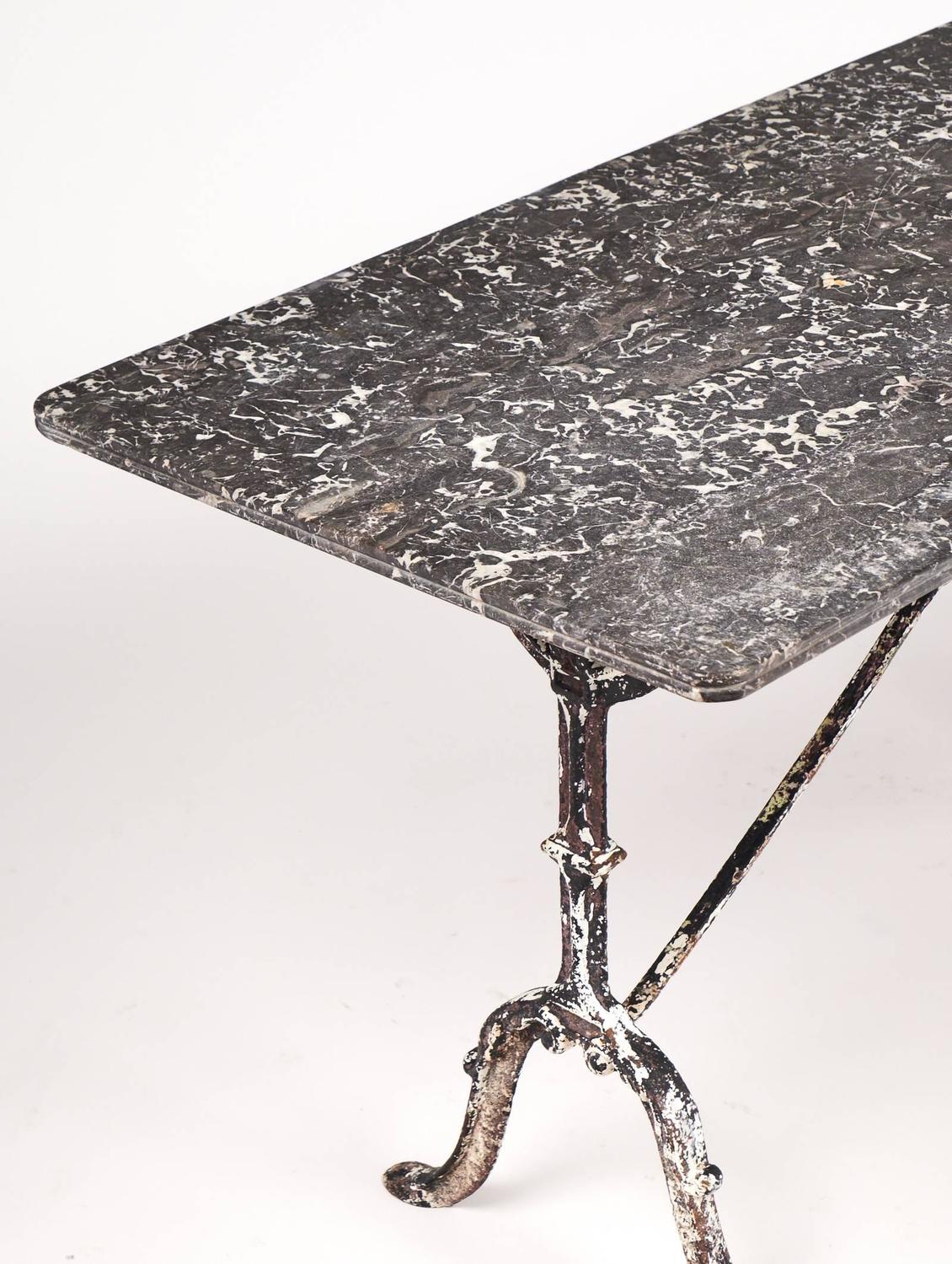 French Antique MarbleTop Cast Iron Bistro Table For Sale at 1stdibs