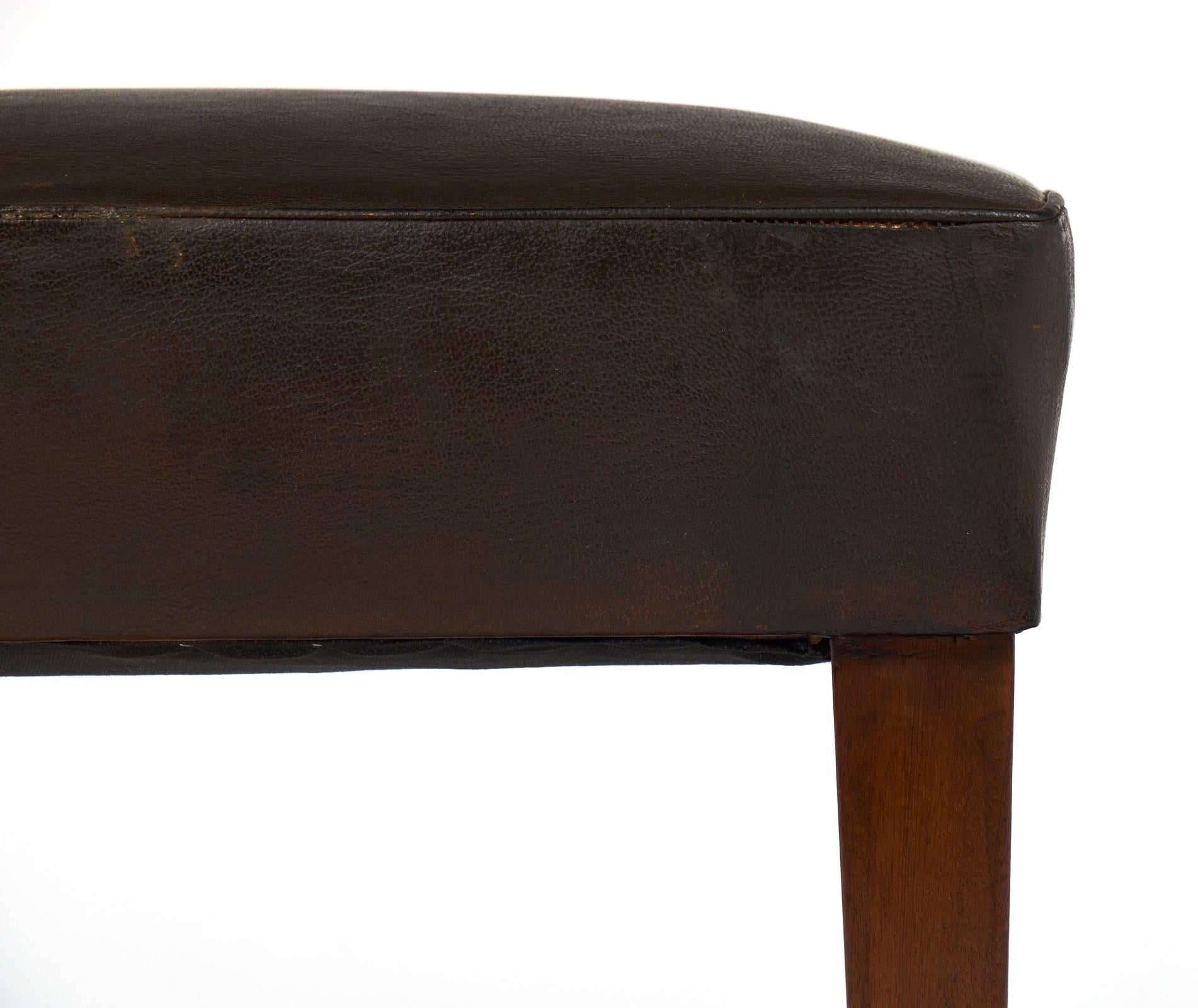 French Art Deco Leather Stool 3