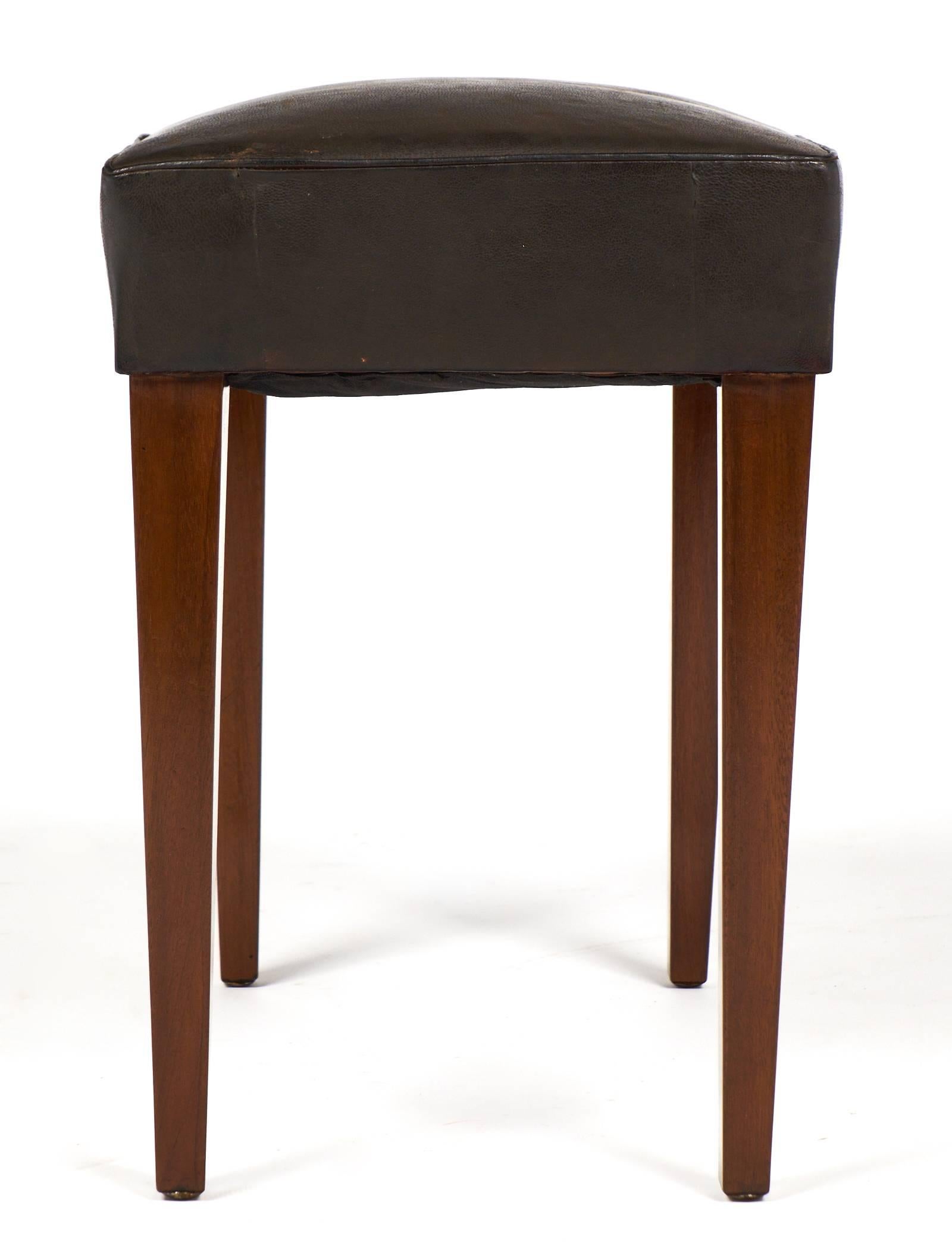 Mid-20th Century French Art Deco Leather Stool