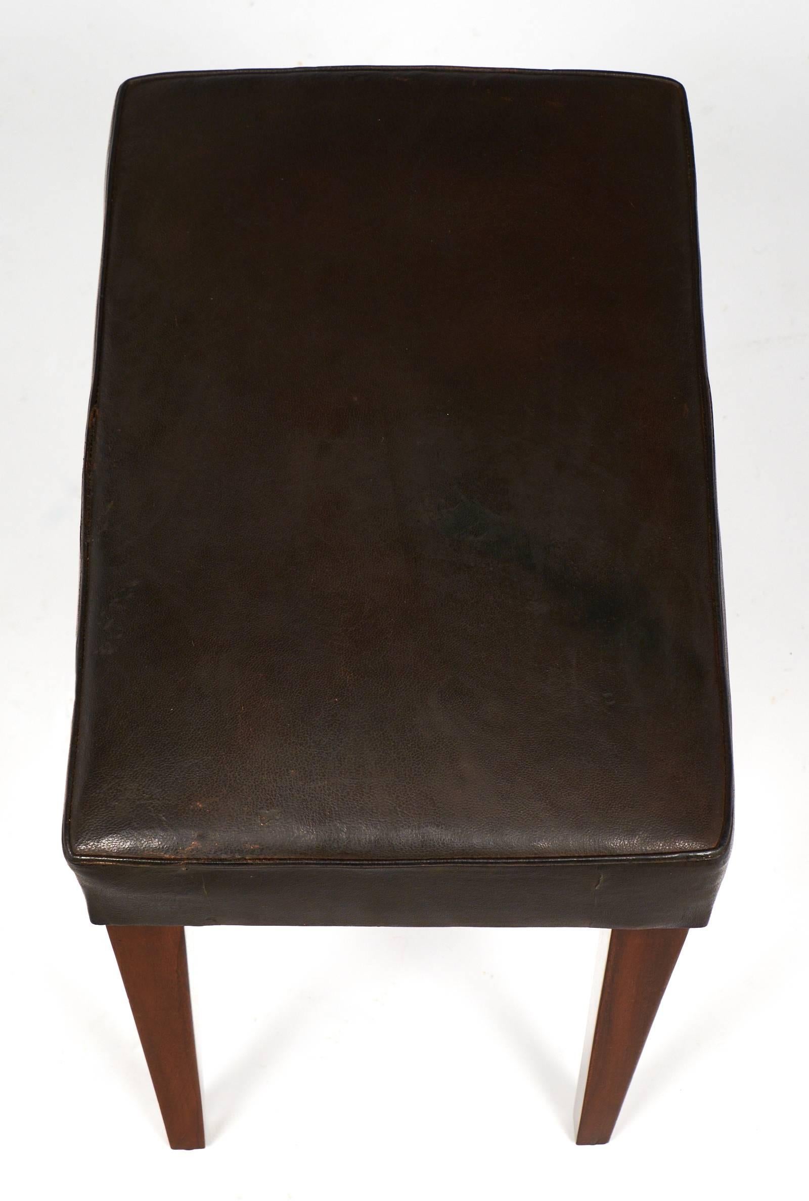 French Art Deco Leather Stool 1