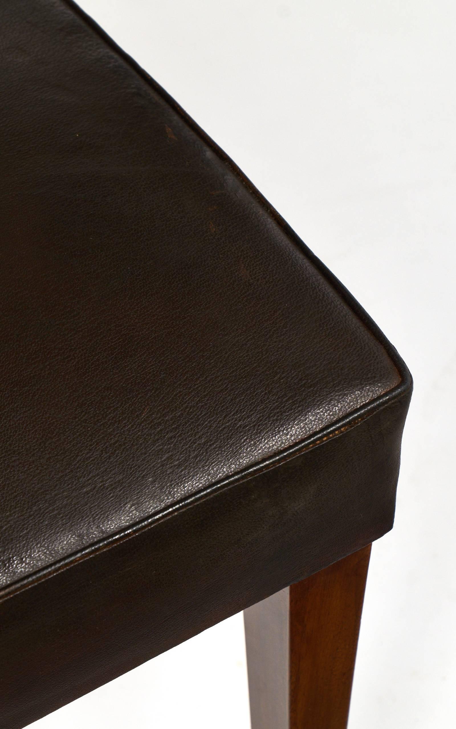 French Art Deco Leather Stool 2