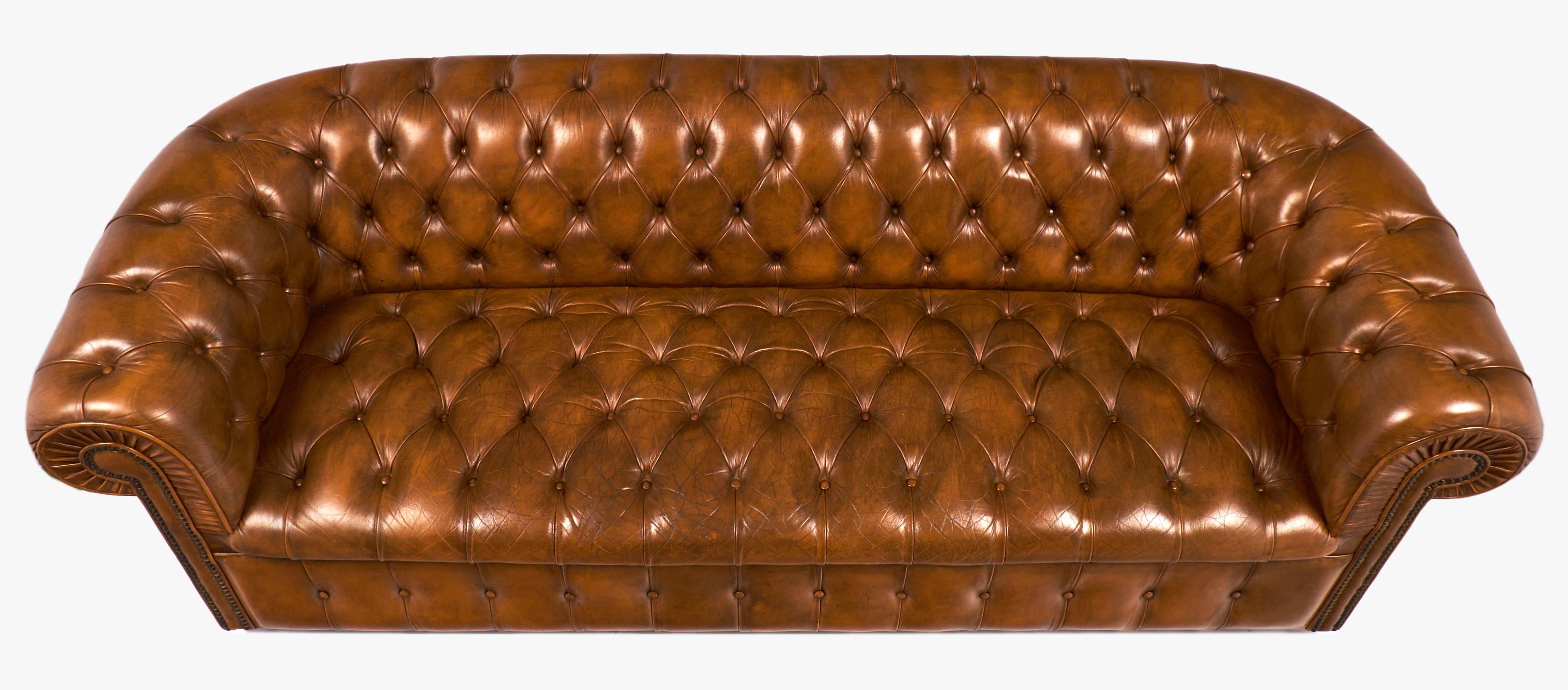 cognac chesterfield sofa