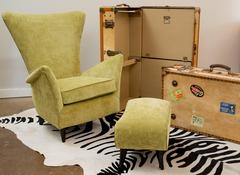 French Vintage Moleskin Steamer Trunk or Suitcase
