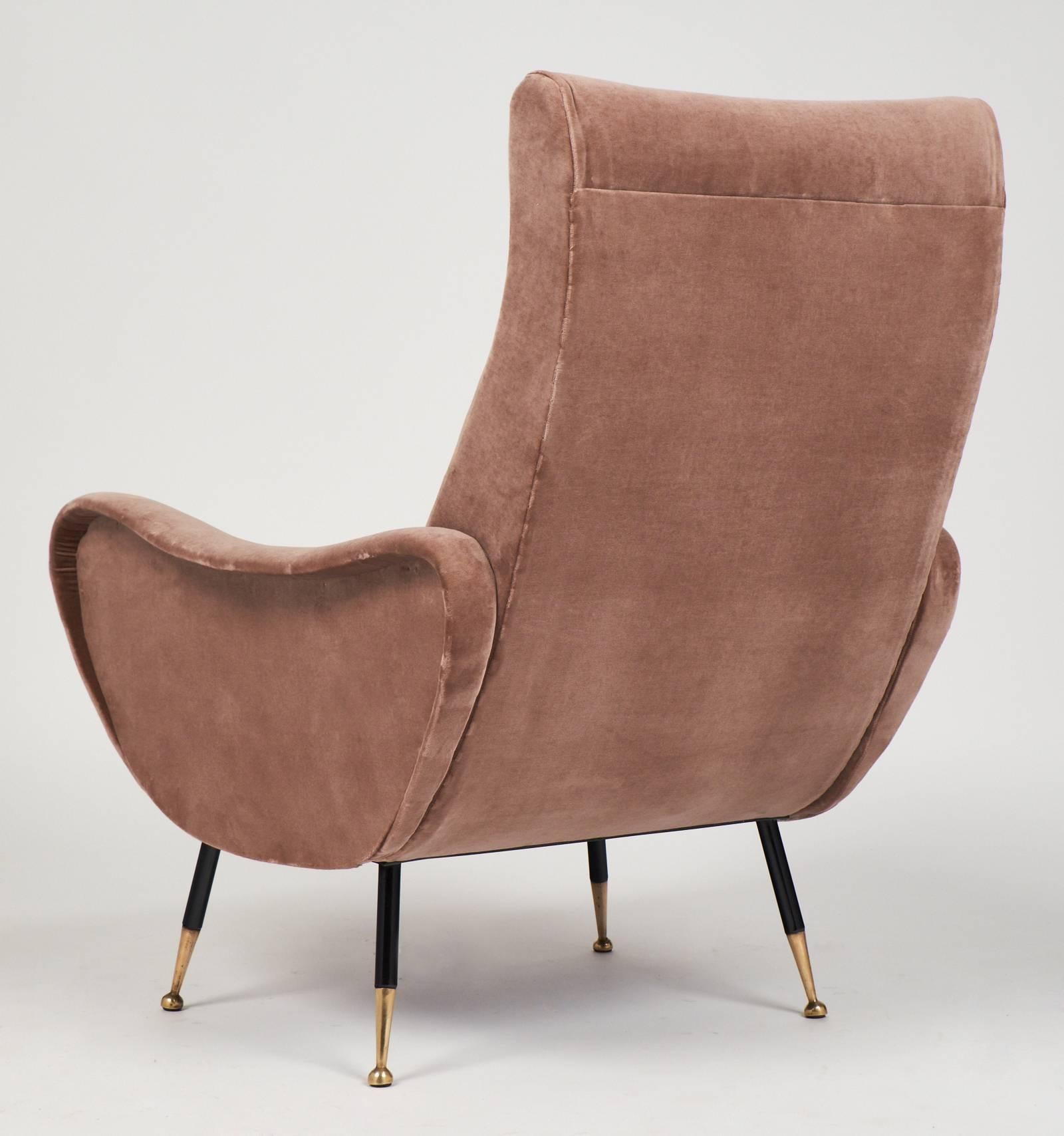 Fabric Mid-Century Modern Italian Pair of Armchairs in the Style of Marco Zanuso