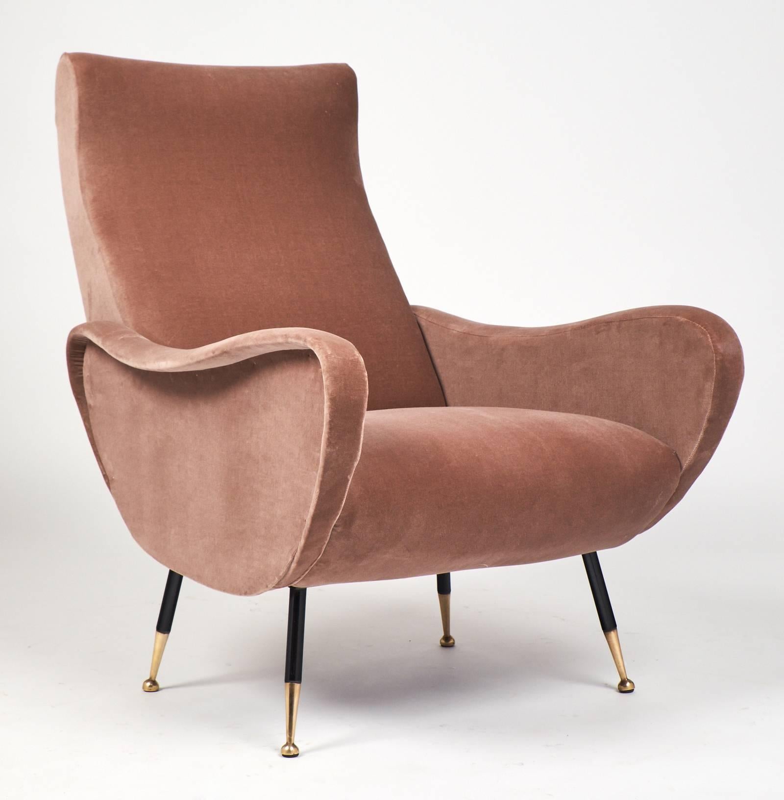 Mid-Century Modern Italian Pair of Armchairs in the Style of Marco Zanuso 1