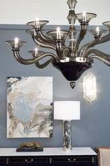 Mid-Century Modern Smoked Gray Murano Glass Chandelier