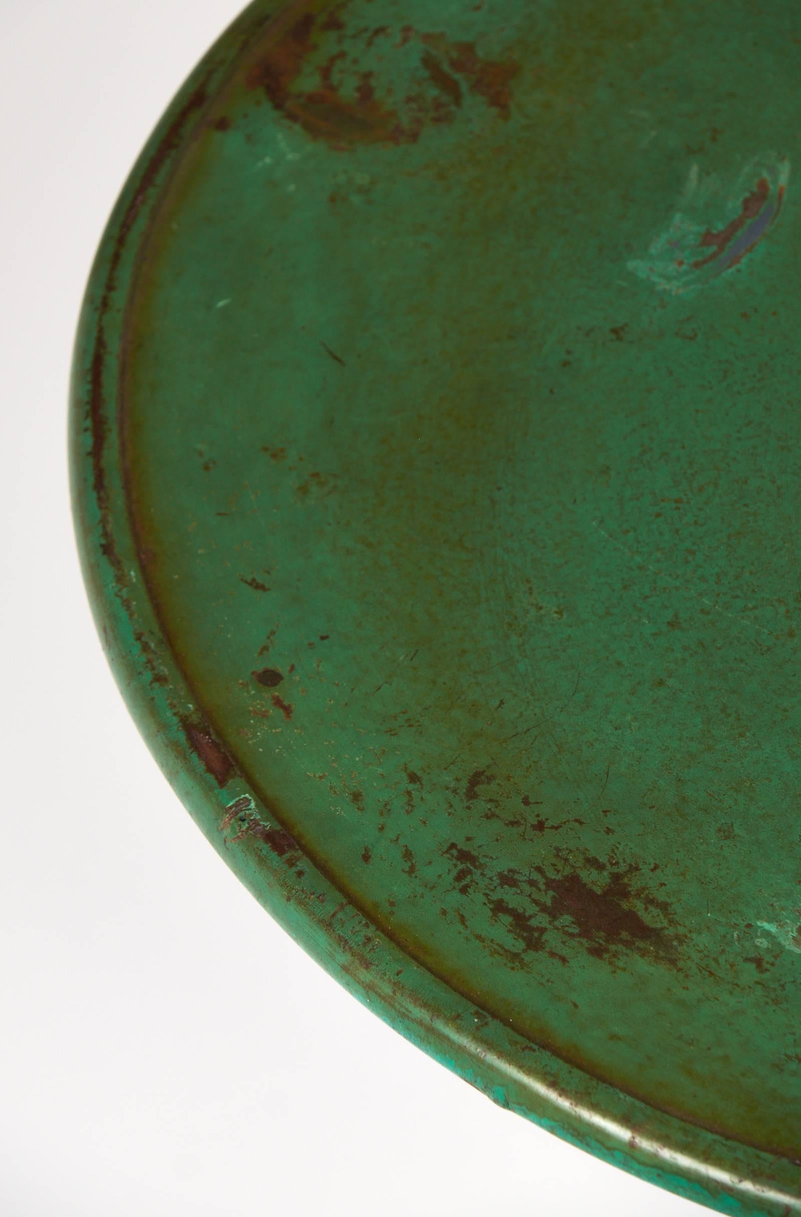 Early 20th Century French Green Hammered Iron Bistro Table