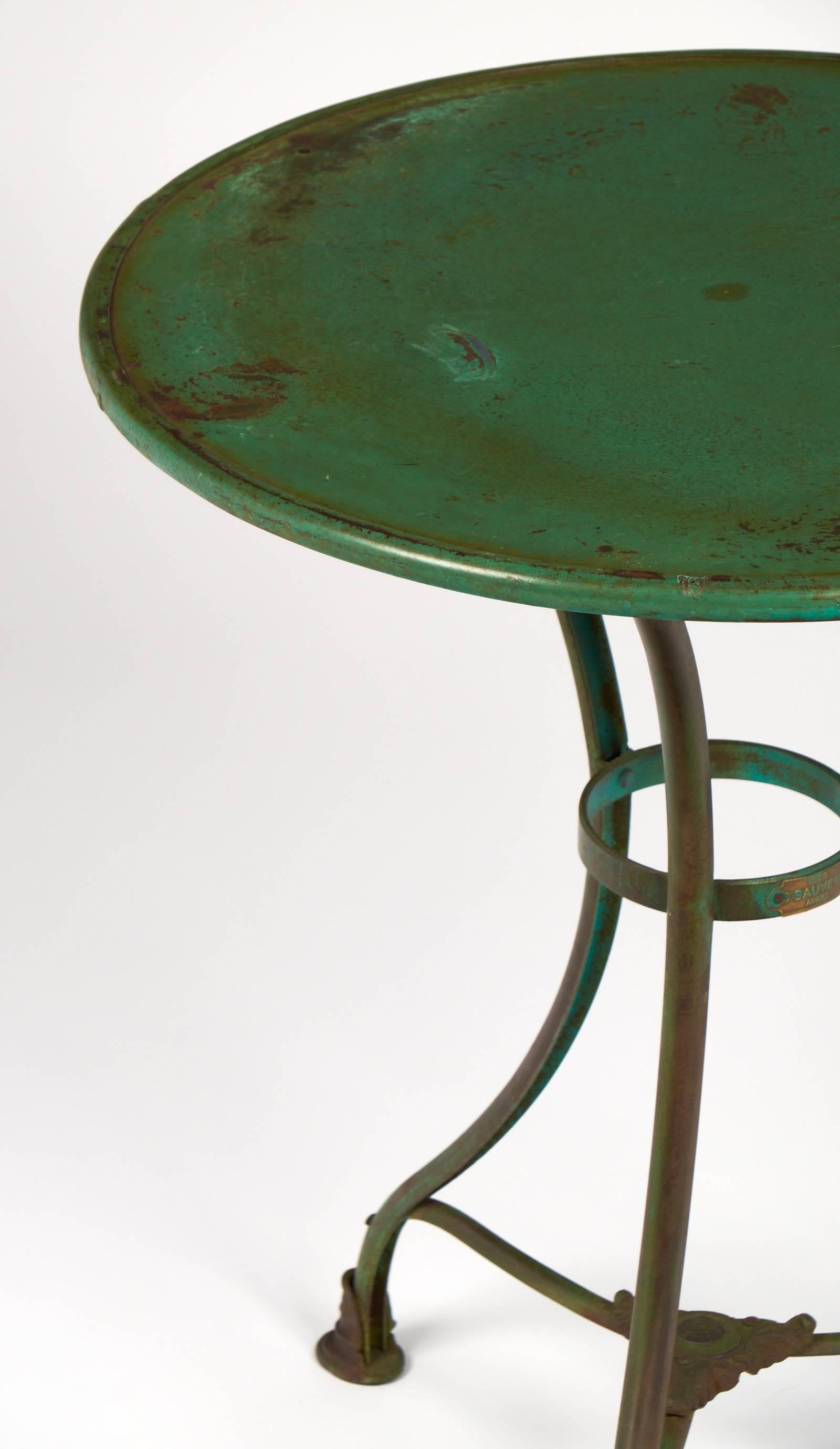 Brass French Green Hammered Iron Bistro Table