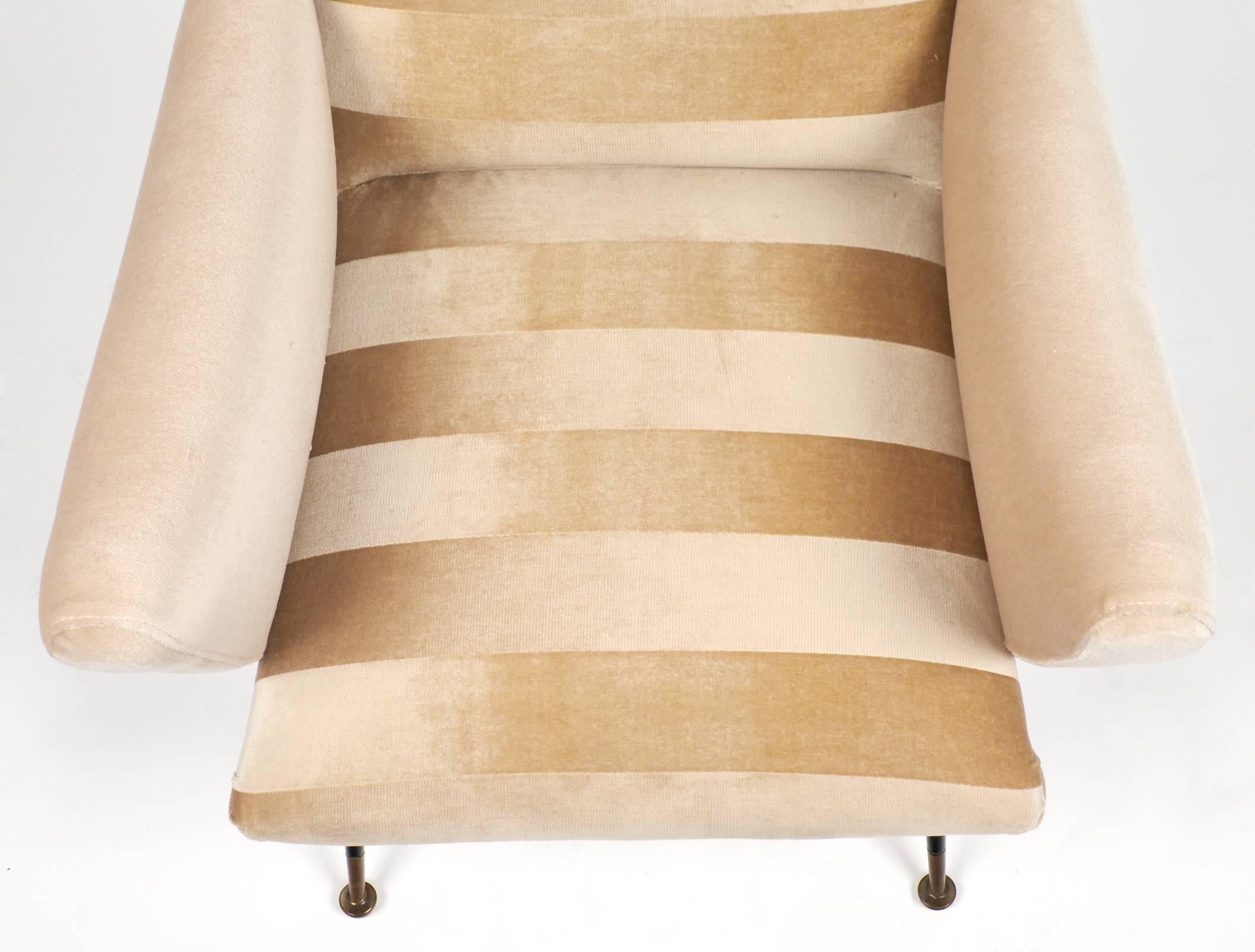Italian Mid-Century Modern Striped Velvet Armchairs 1