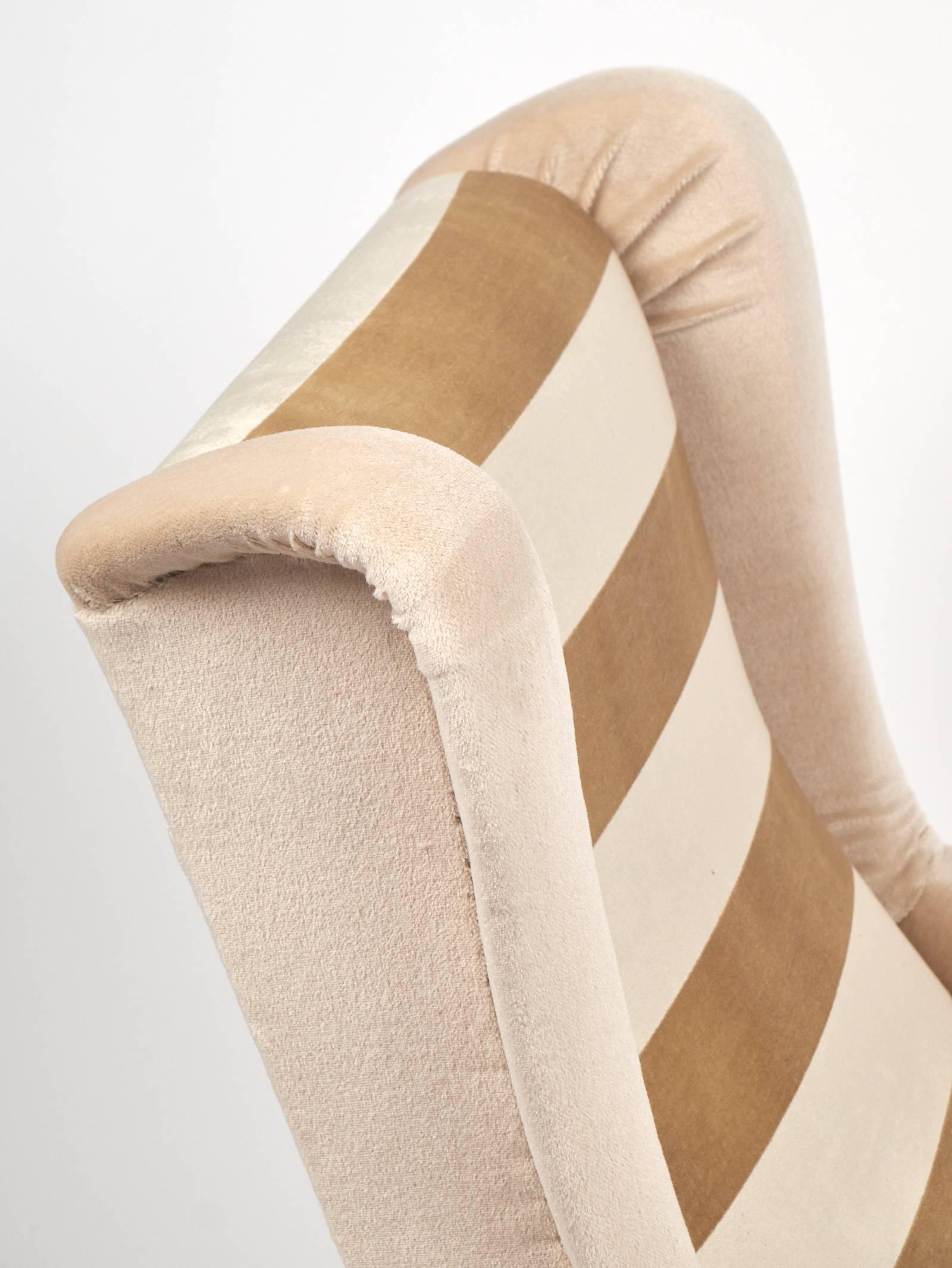 Mid-20th Century Italian Mid-Century Modern Striped Velvet Armchairs