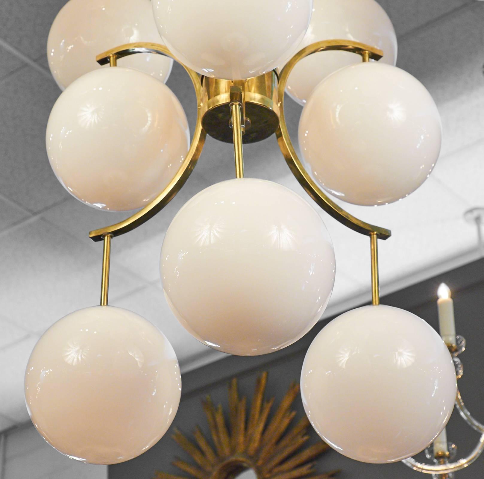 Mid-Century Style Modern Murano Glass Globe Chandelier In Excellent Condition In Austin, TX