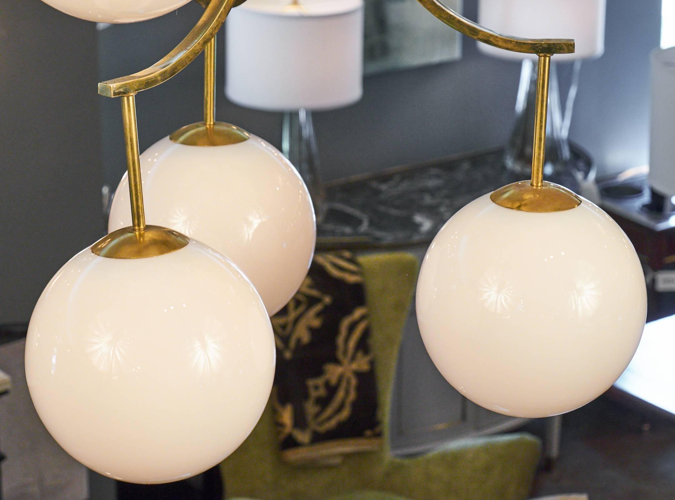 Contemporary Mid-Century Style Modern Murano Glass Globe Chandelier