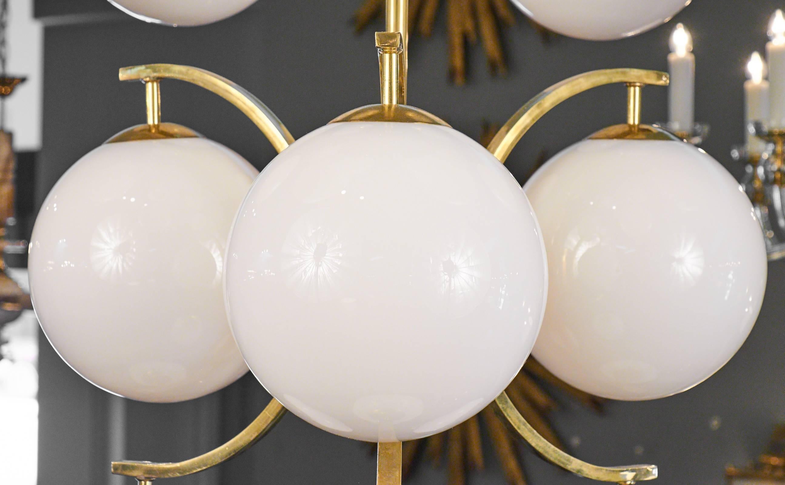 Polished Mid-Century Style Modern Murano Glass Globe Chandelier